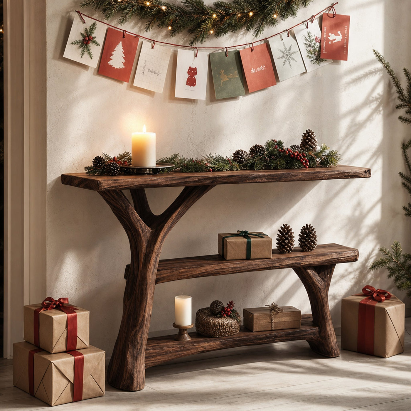 Mid Century Solid Wood Console Table For Living Room Christmas Decoration - product view 7