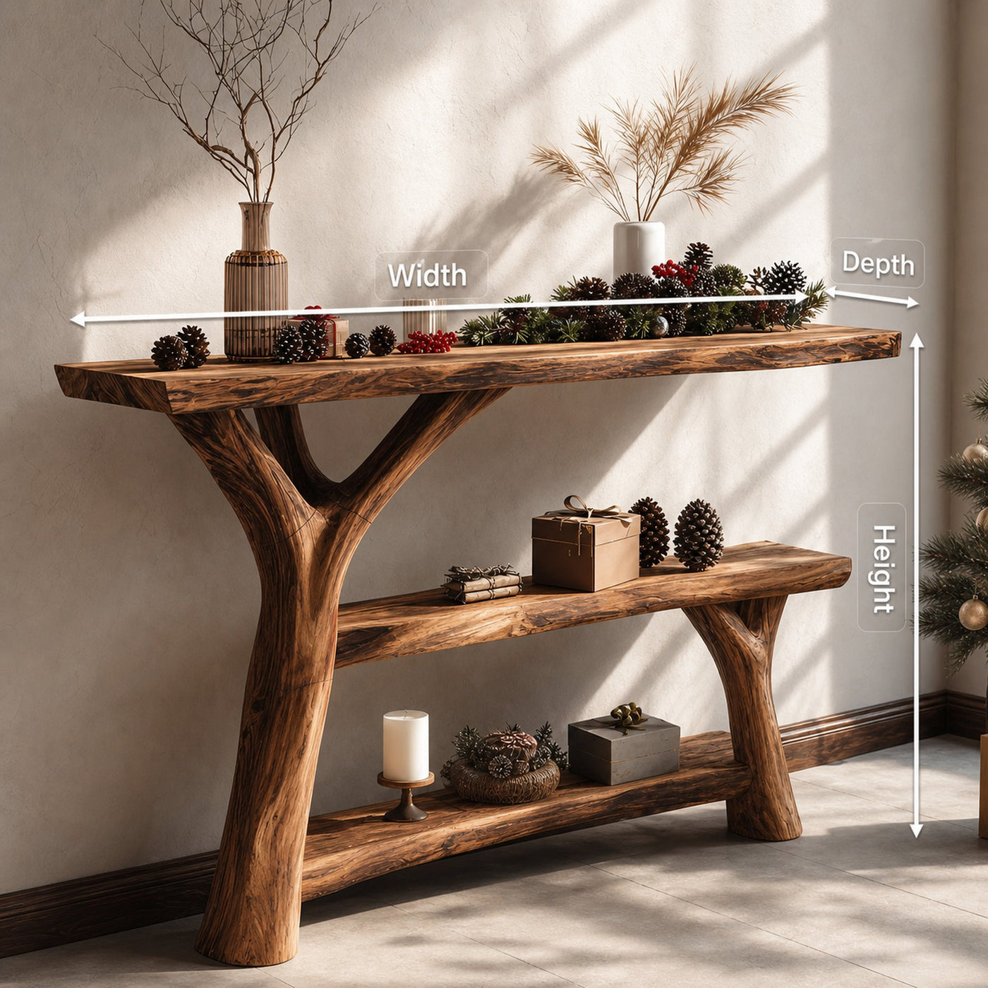 Mid Century Solid Wood Console Table For Living Room Christmas Decoration - product view 8