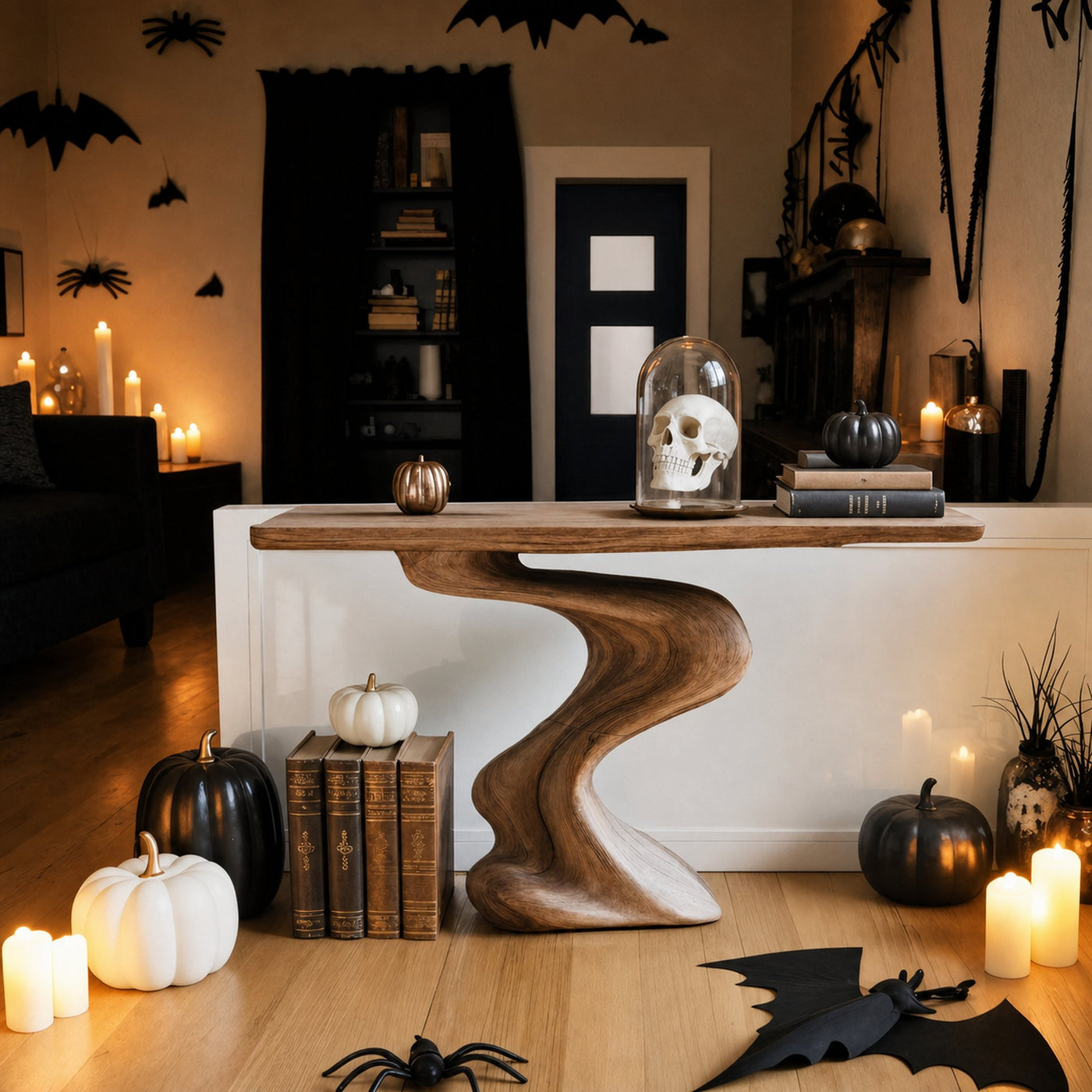 Mid Century Solid Wood Console Table For Living Room Halloween Furniture