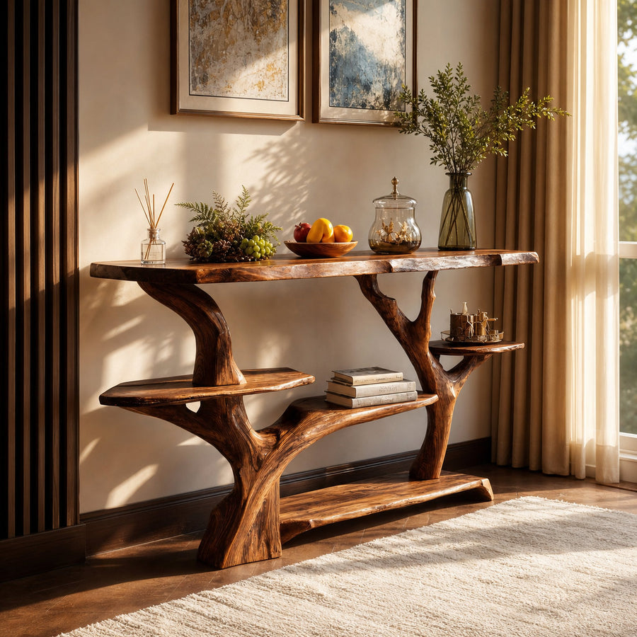 Mid Century Solid Wood Console Table For Stylish Entryway Design