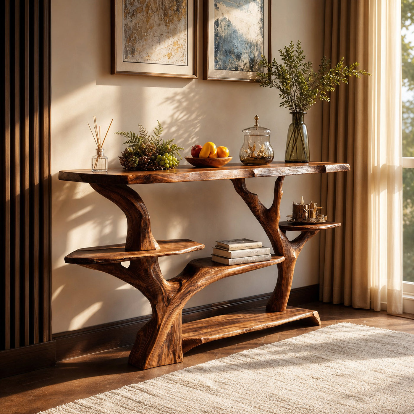 Mid Century Solid Wood Console Table For Stylish Entryway Design