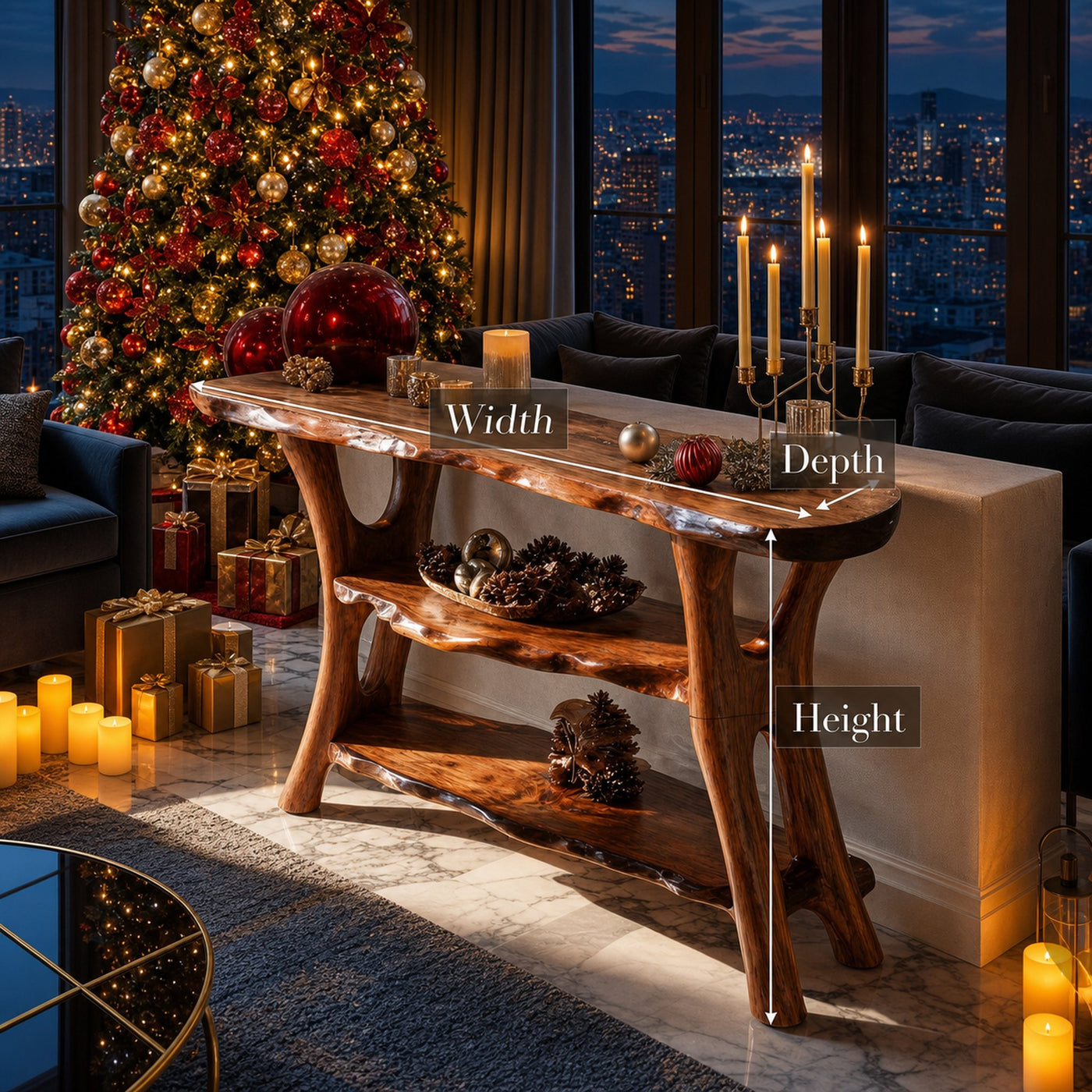 Mid Century Solid Wood Console Table For Xmas Entryway Holiday Living Room - product view 6