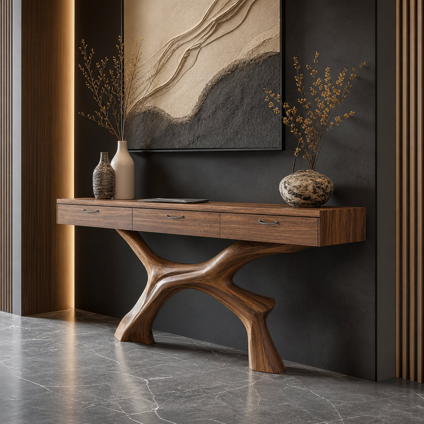 Mid Century Solid Wood Dressing Table For Modern Bedroom