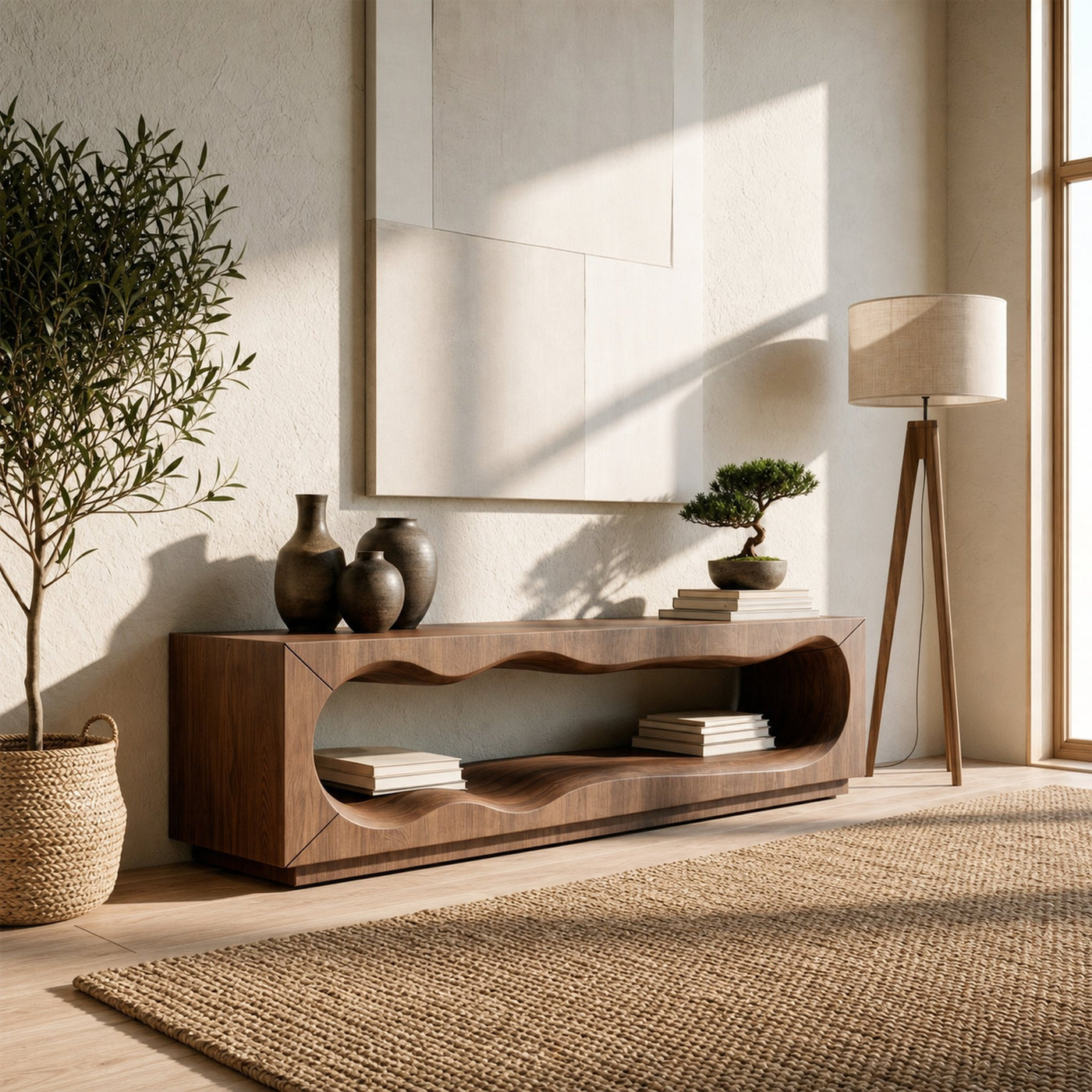 Mid Century Wave Console Table For Living Room - product view 6