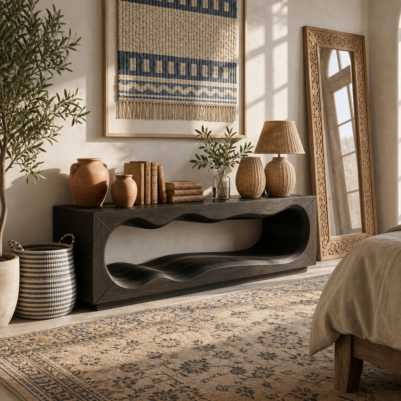 Mid Century Wave Console Table For Living Room - product view 7