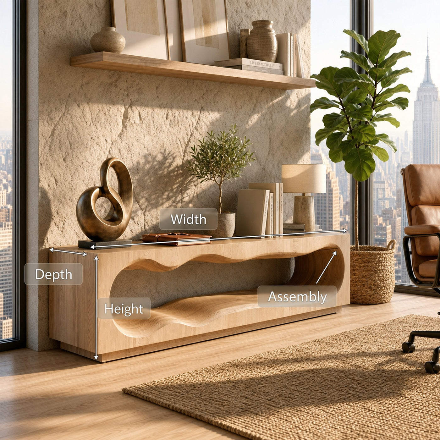 Mid Century Wave Console Table For Living Room - product view 8