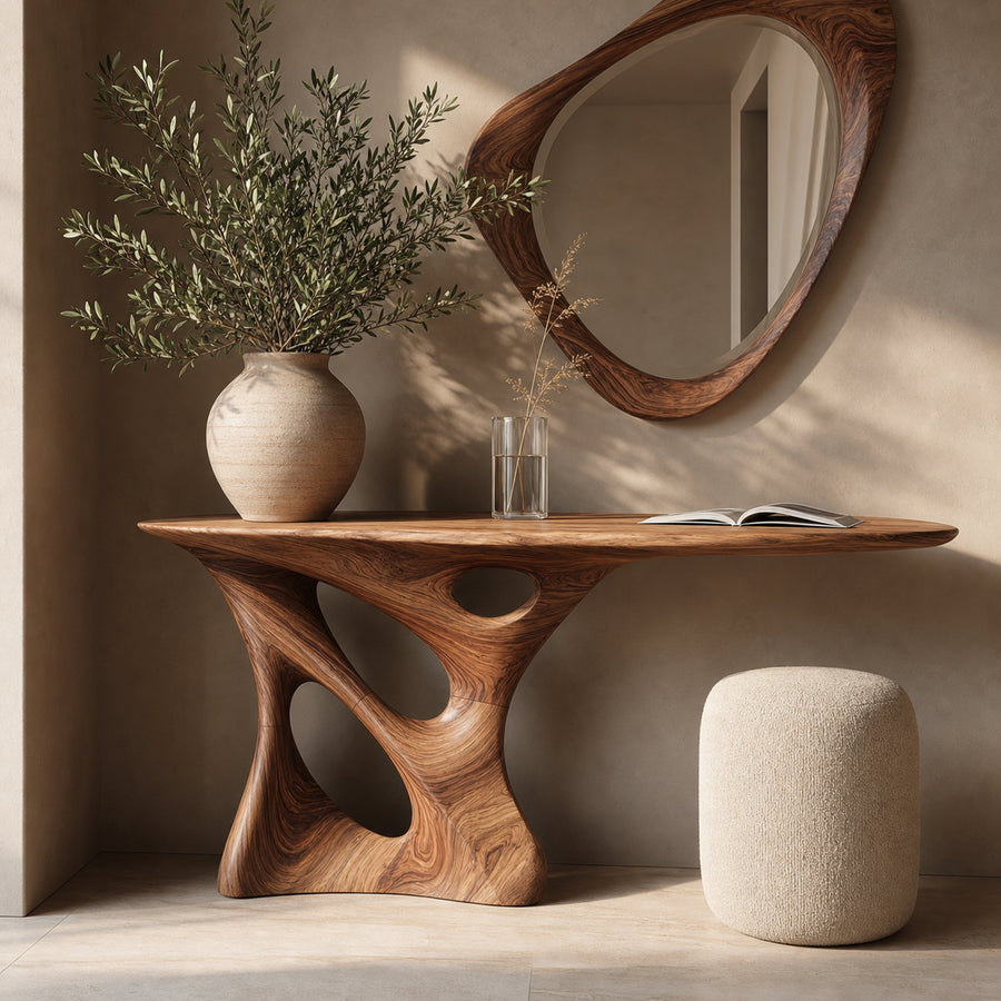 Mid Century Wooden Console Table Entryway