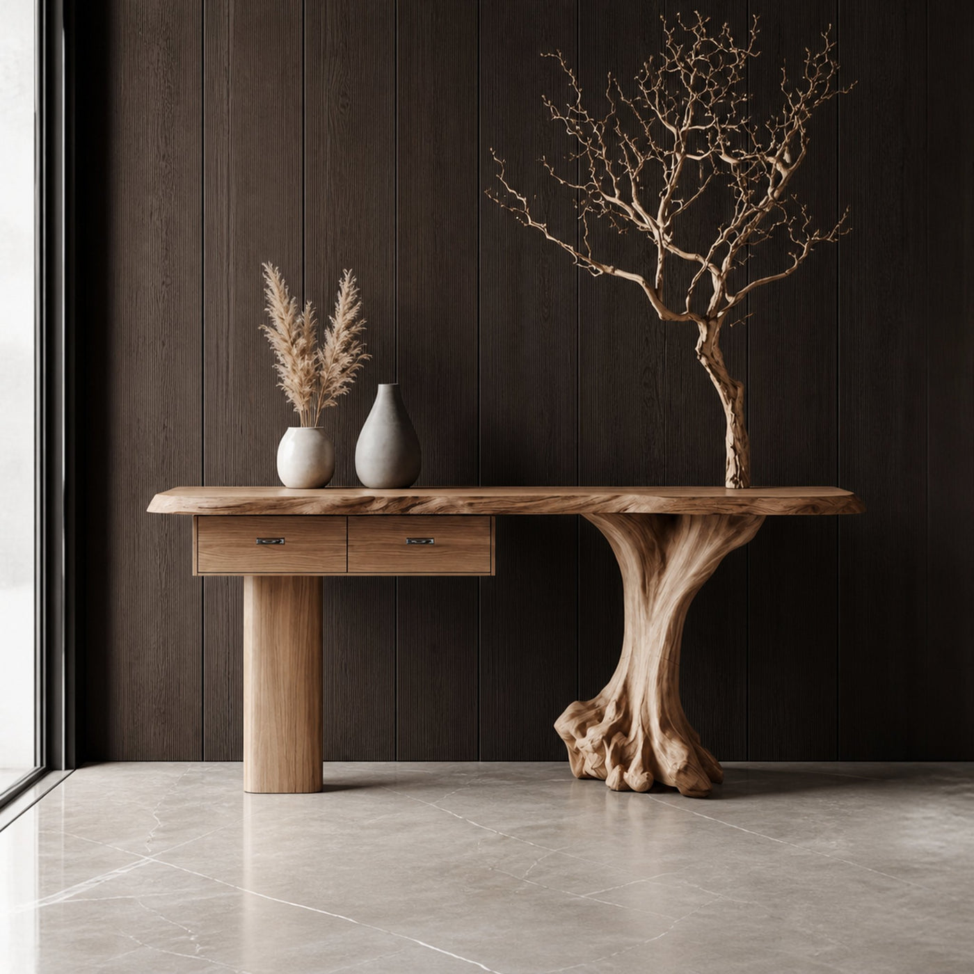 Mid Century Wooden Console Table For Bedroom Decor Minimalist