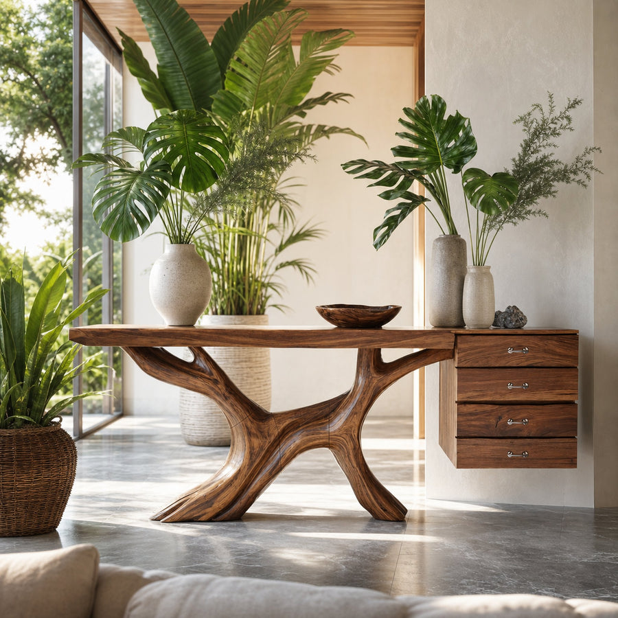 Mid Century Wooden Console Table For Furniture Decor Boho Vibes
