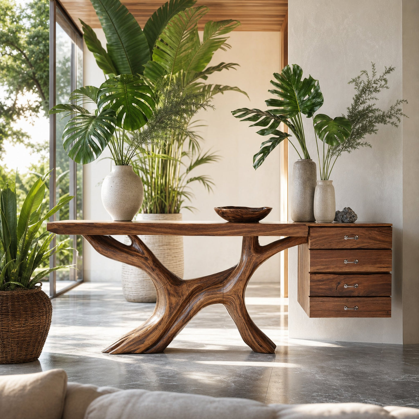 Mid Century Wooden Console Table For Furniture Decor Boho Vibes