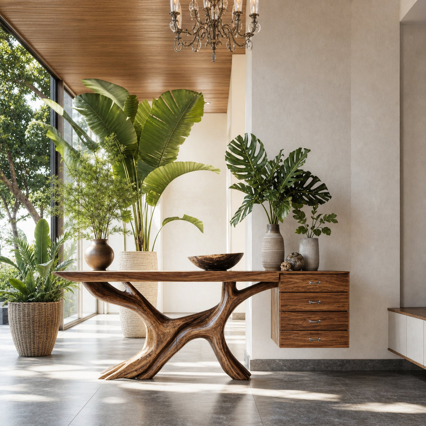 Mid Century Wooden Console Table For Furniture Decor Boho Vibes - product view 2