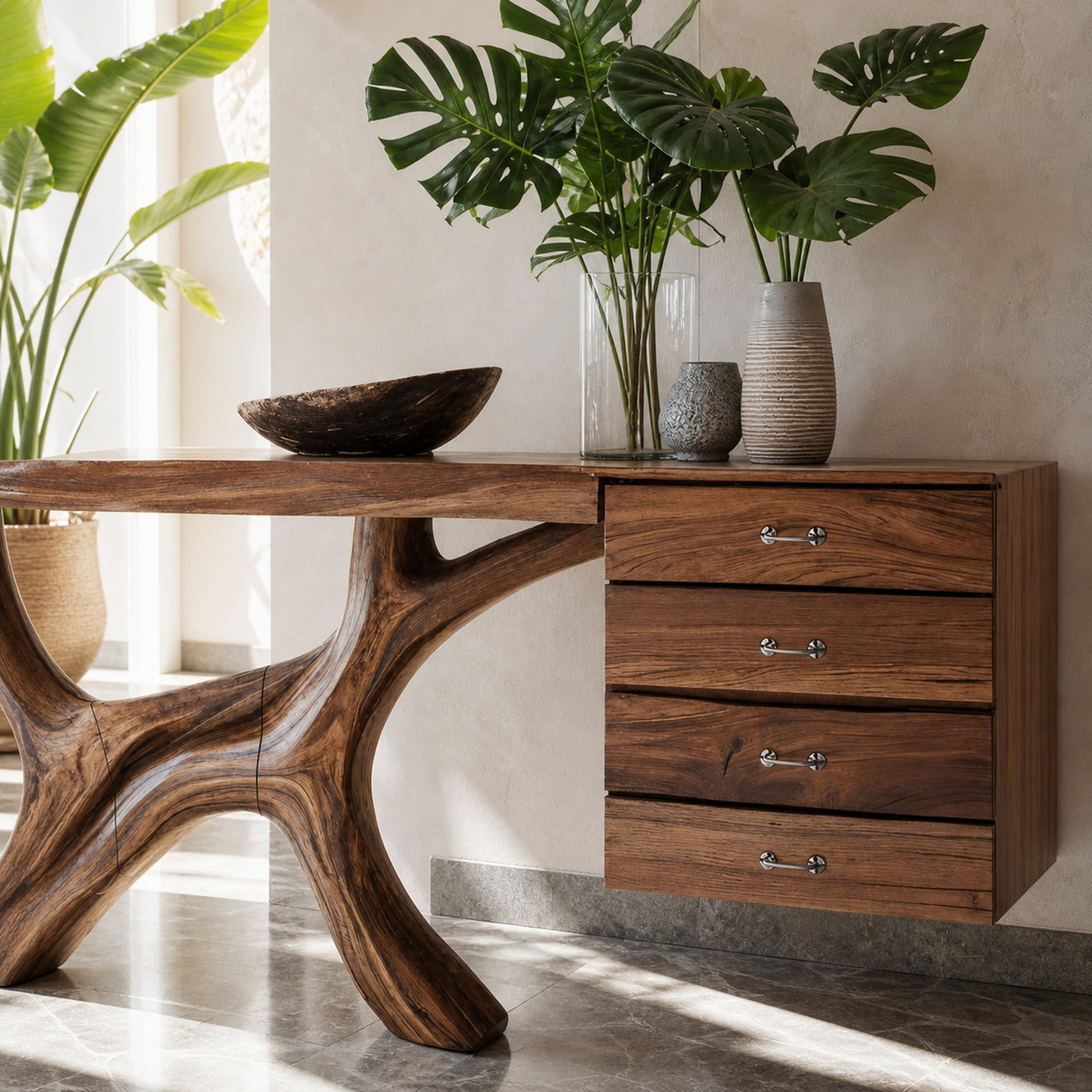 Mid Century Wooden Console Table For Furniture Decor Boho Vibes - product view 4