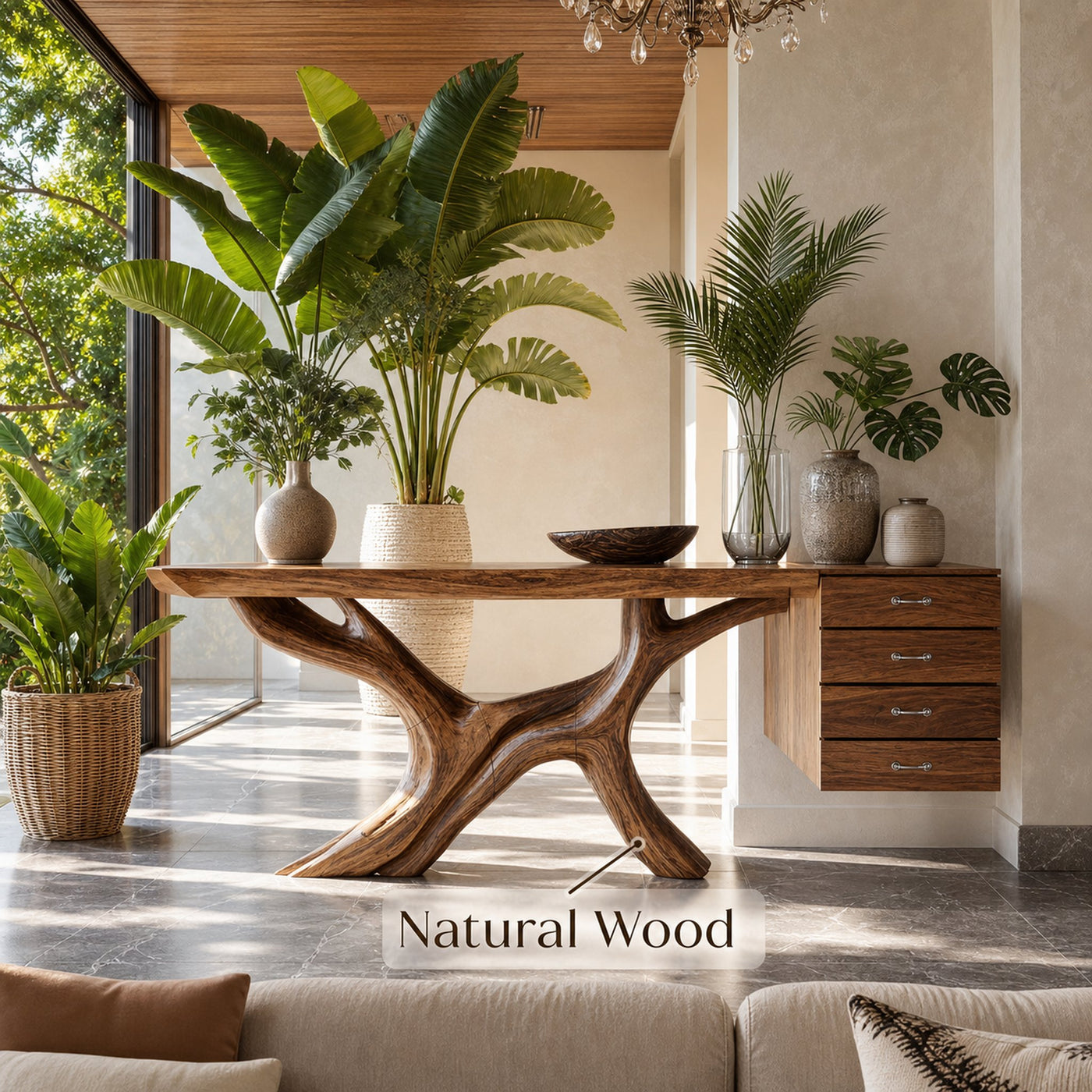 Mid Century Wooden Console Table For Furniture Decor Boho Vibes - product view 5