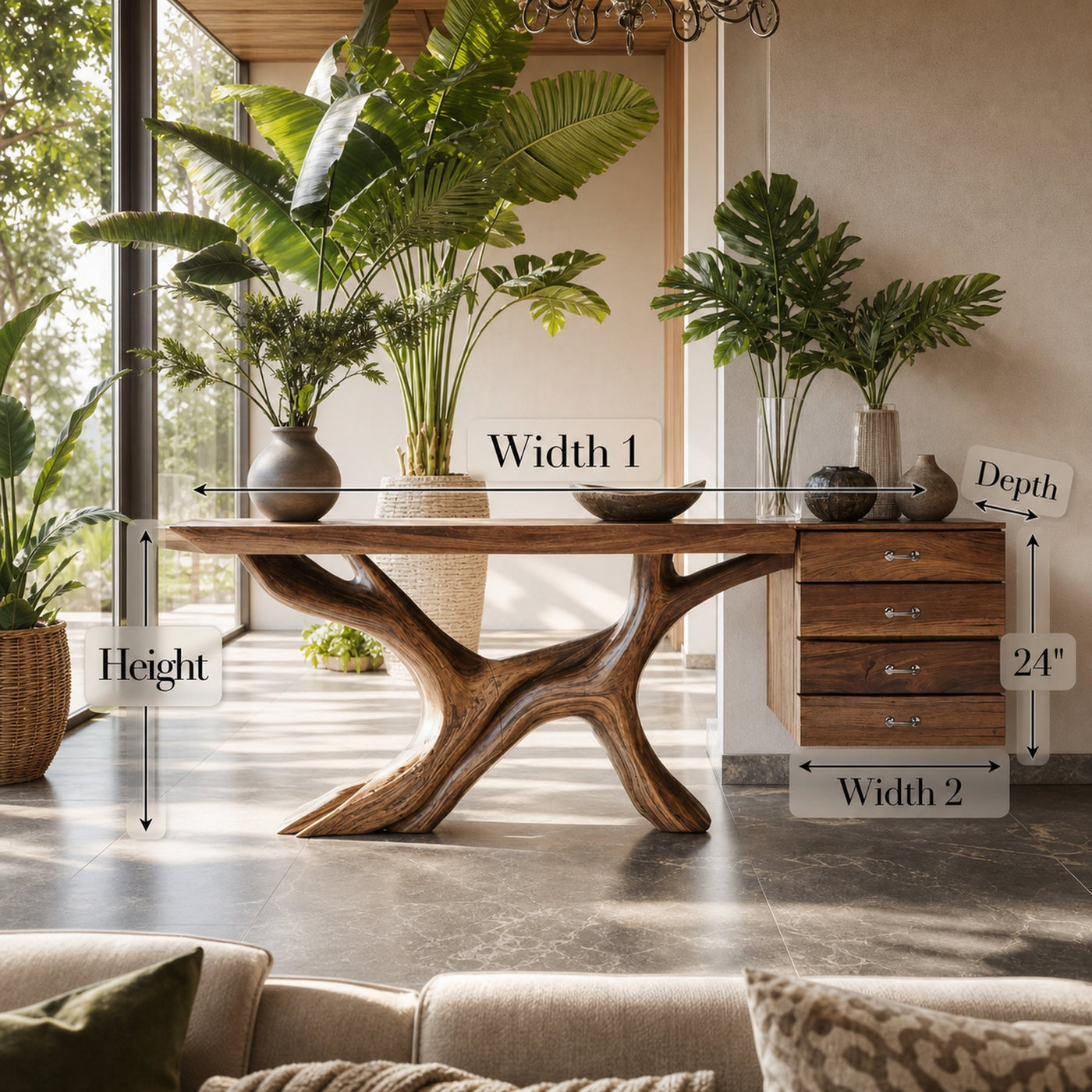 Mid Century Wooden Console Table For Furniture Decor Boho Vibes - product view 6