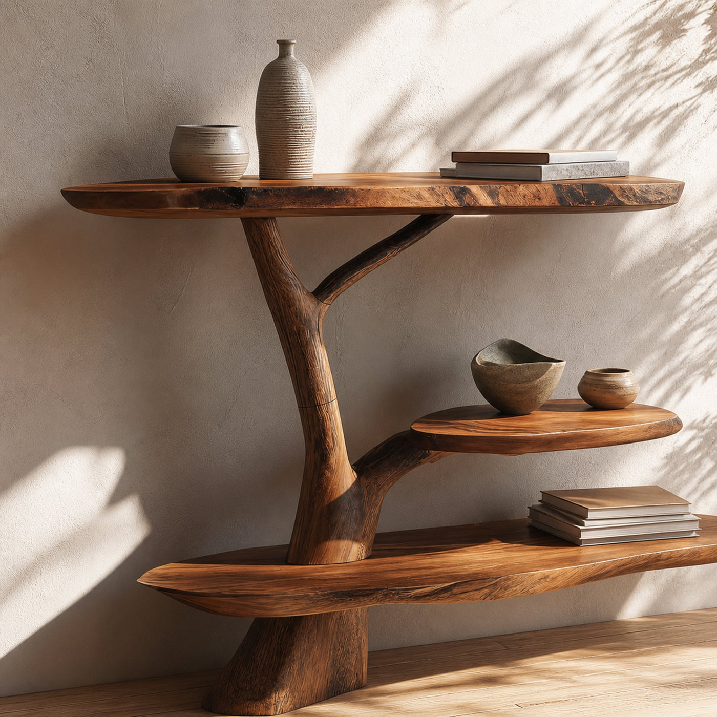 Mid Century Wooden Live Edge Console Table For Living Room Accent - product view 3