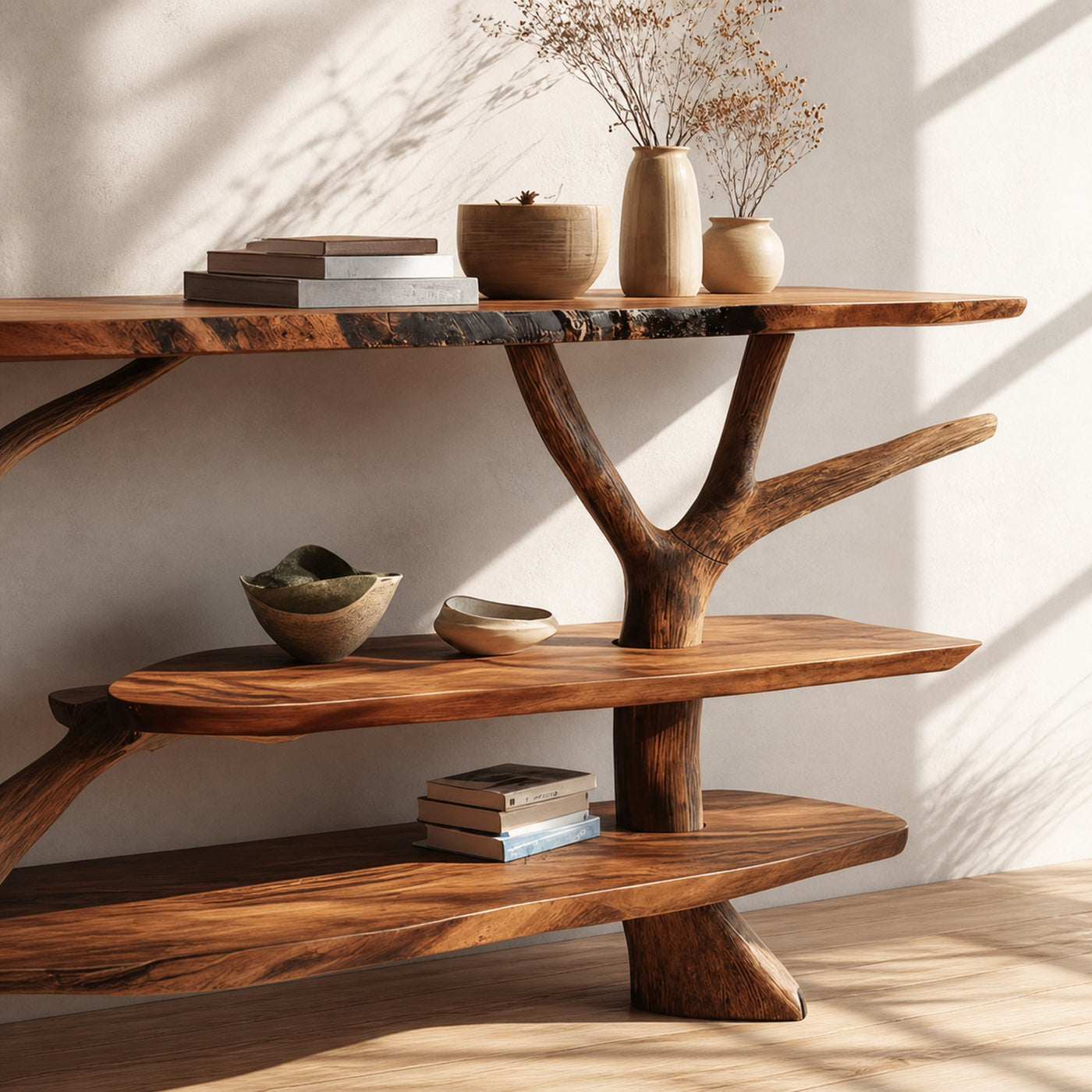 Mid Century Wooden Live Edge Console Table For Living Room Accent - product view 4