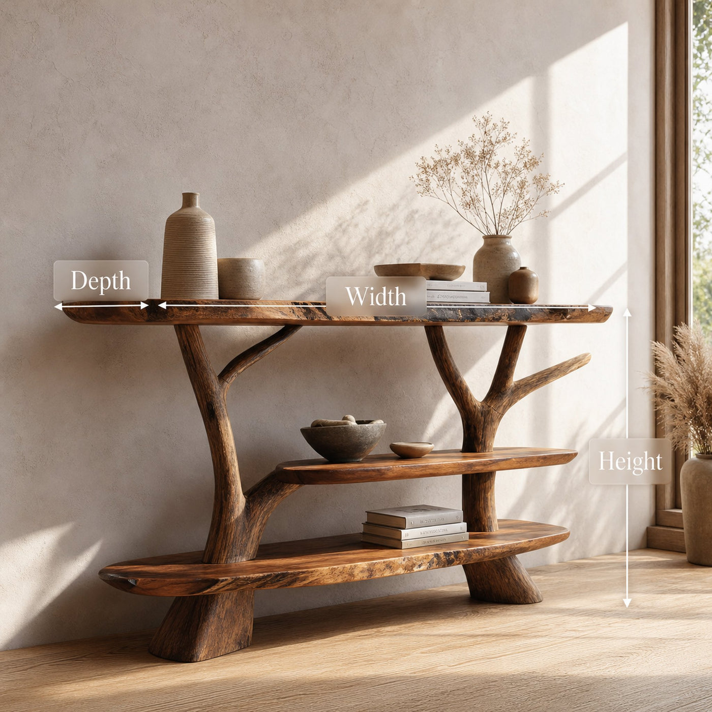 Mid Century Wooden Live Edge Console Table For Living Room Accent - product view 6