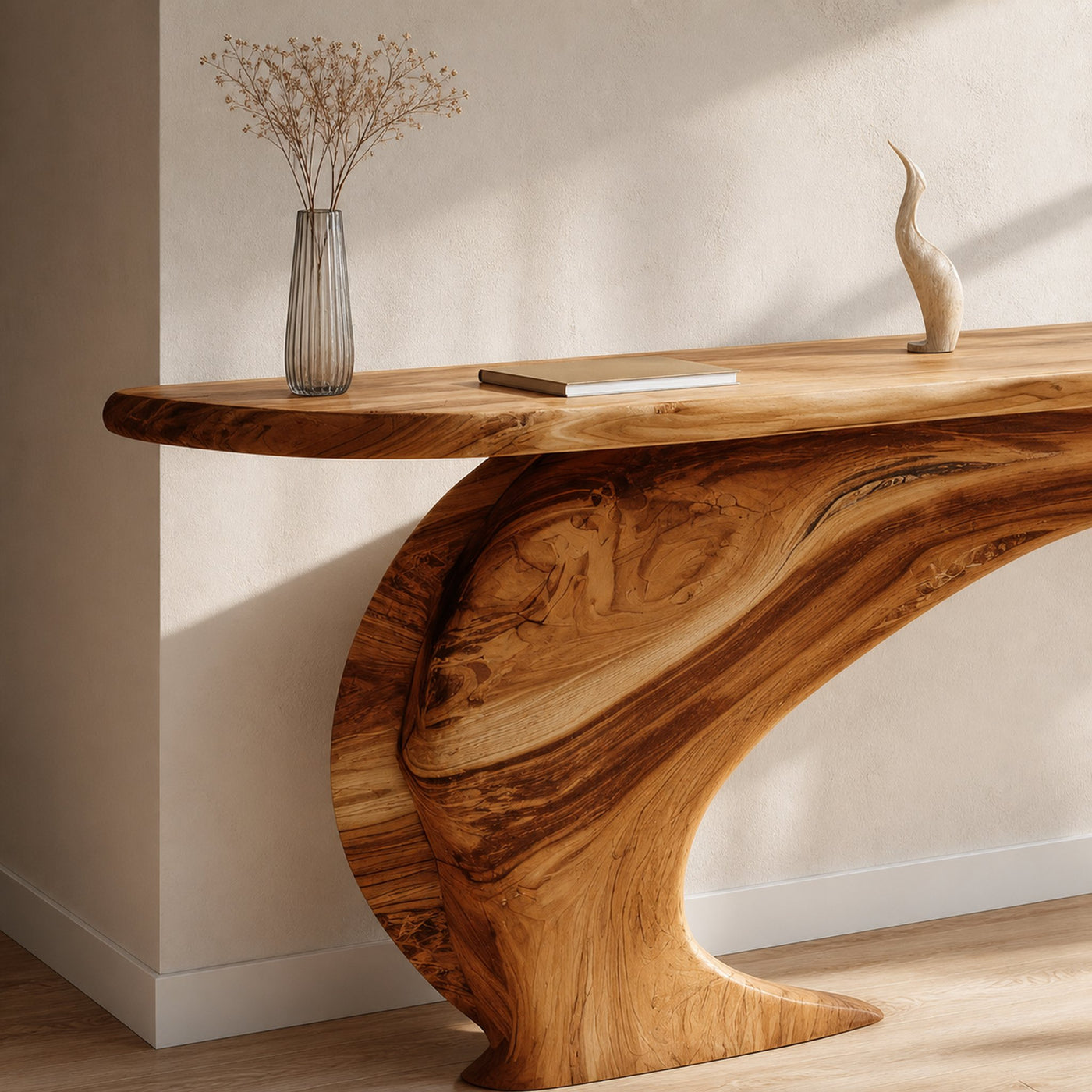 Mid Century Wooden Live Edge Console Table For Living Room Decor - product view 3