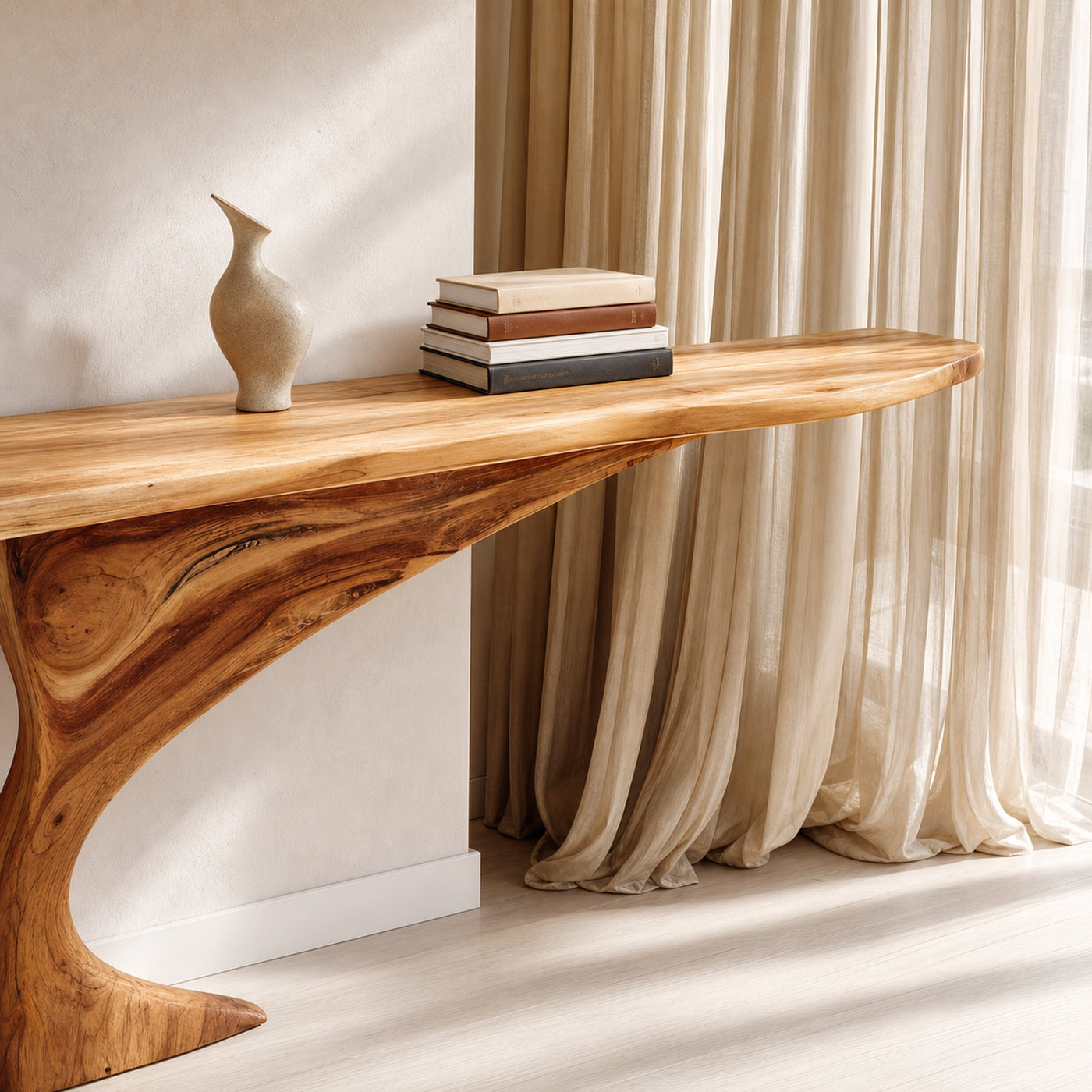 Mid Century Wooden Live Edge Console Table For Living Room Decor - product view 4