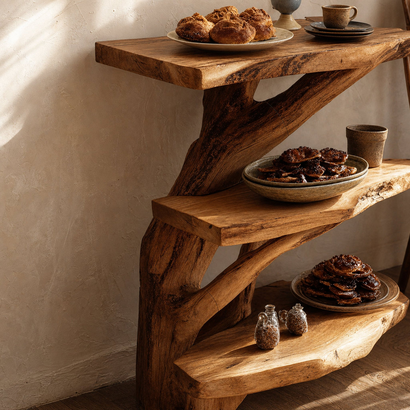 Mid Century Wooden Live Edge Console Table For Living Room Decor - product view 3