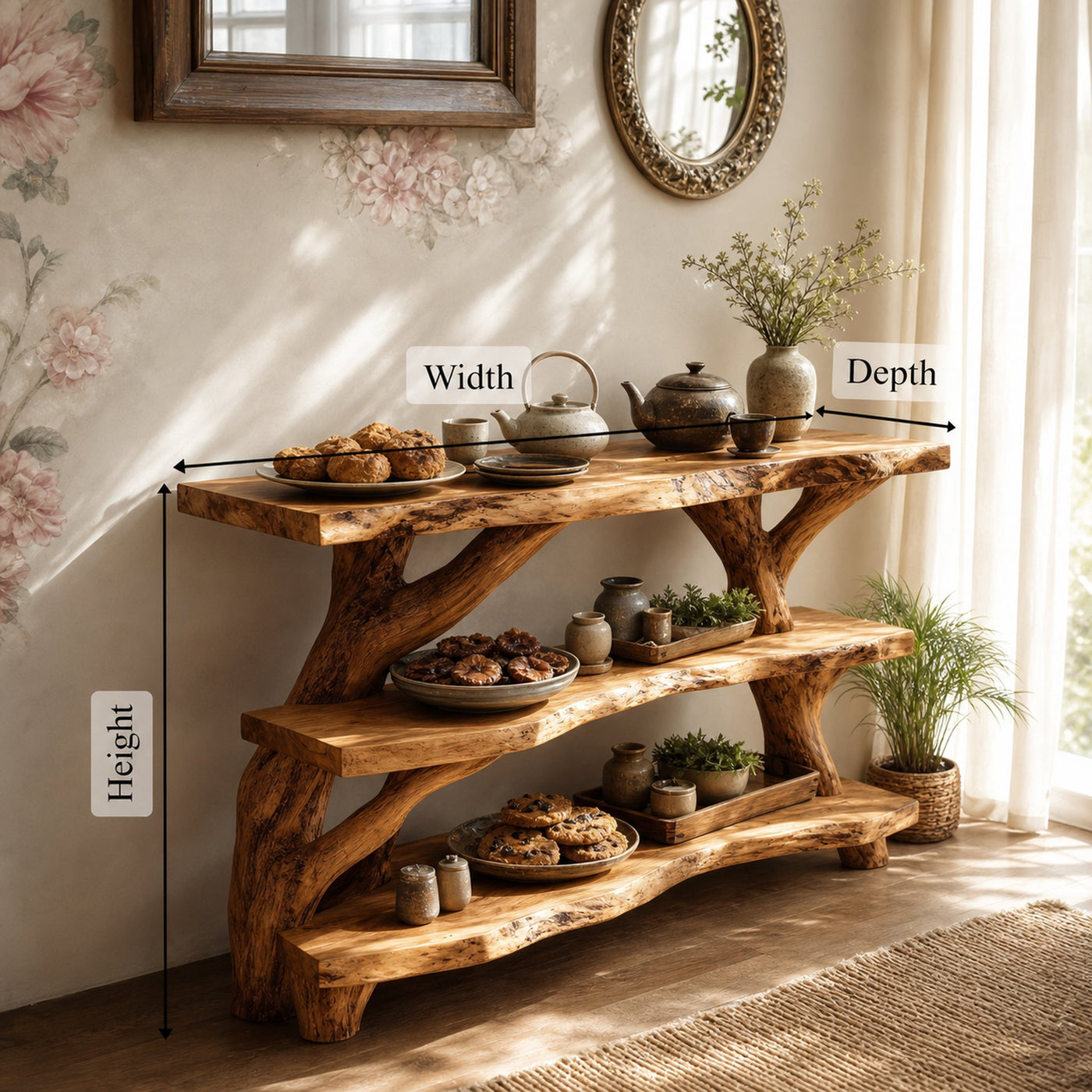 Mid Century Wooden Live Edge Console Table For Living Room Decor - product view 6