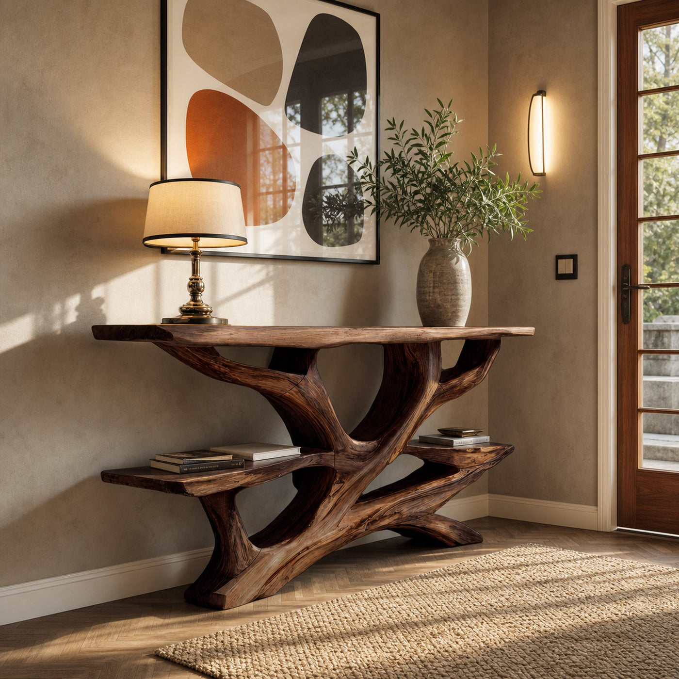Mid Century Wooden Live Edge Console Table For Luxury Bedroom Decor - product view 7