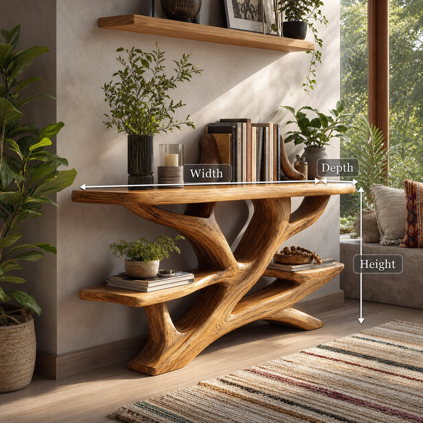 Mid Century Wooden Live Edge Console Table For Luxury Bedroom Decor - product view 8