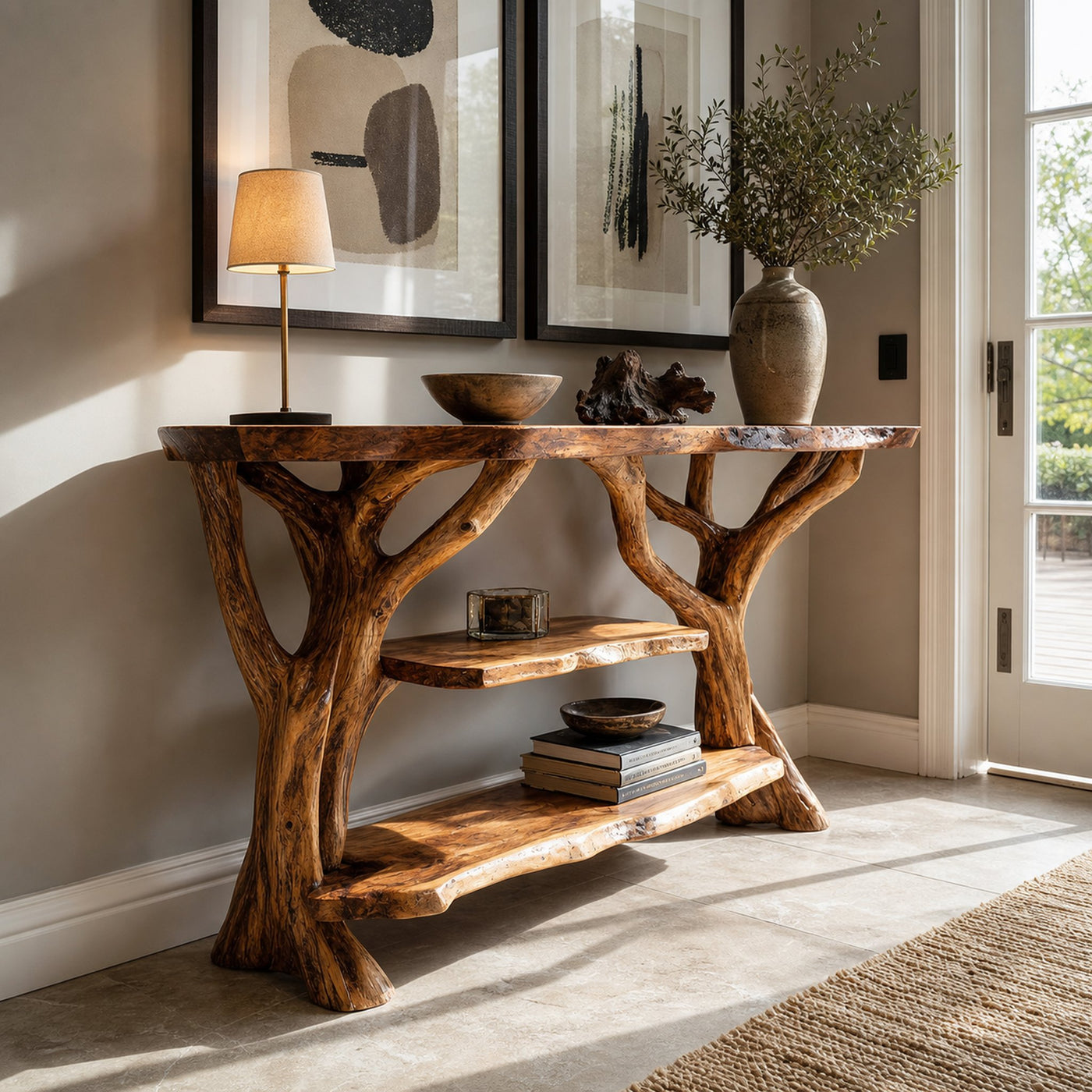 Mid Century Wooden Live Edge Console Table For Modern Furniture Decor - product view 6
