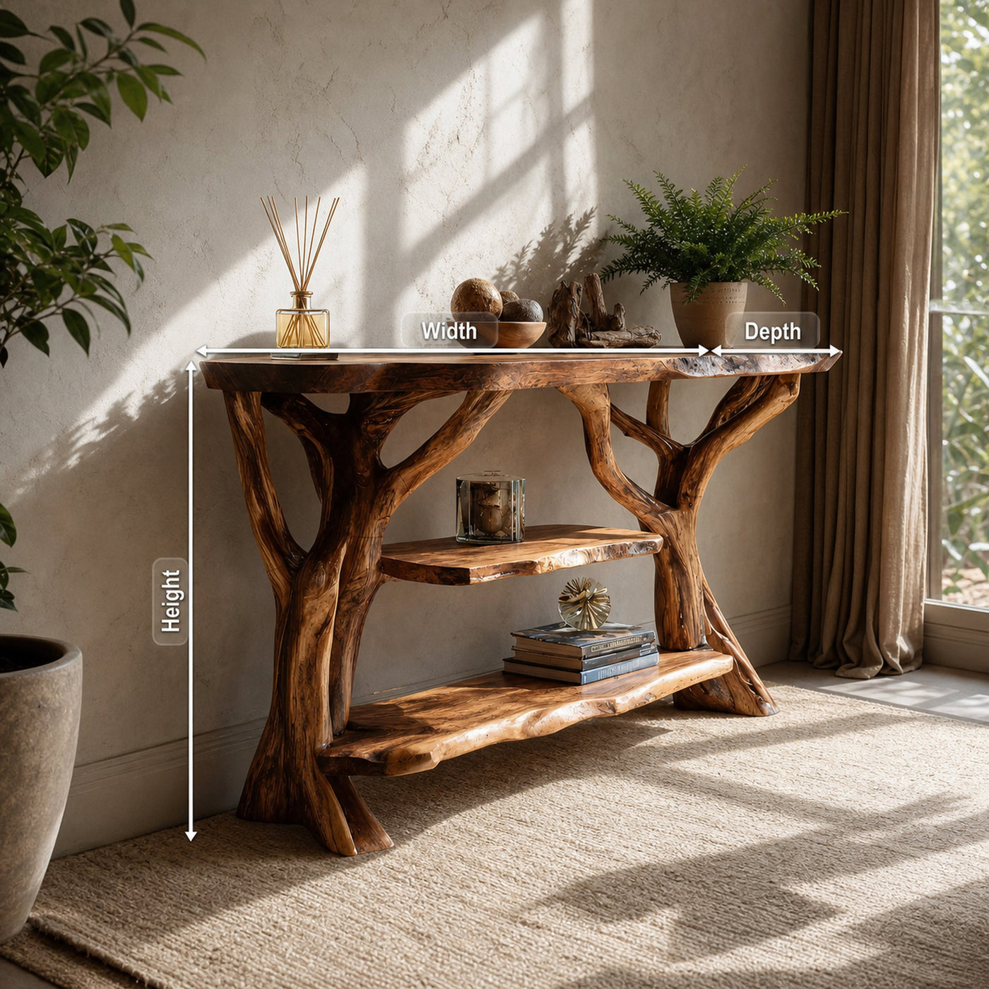 Mid Century Wooden Live Edge Console Table For Modern Furniture Decor - product view 8
