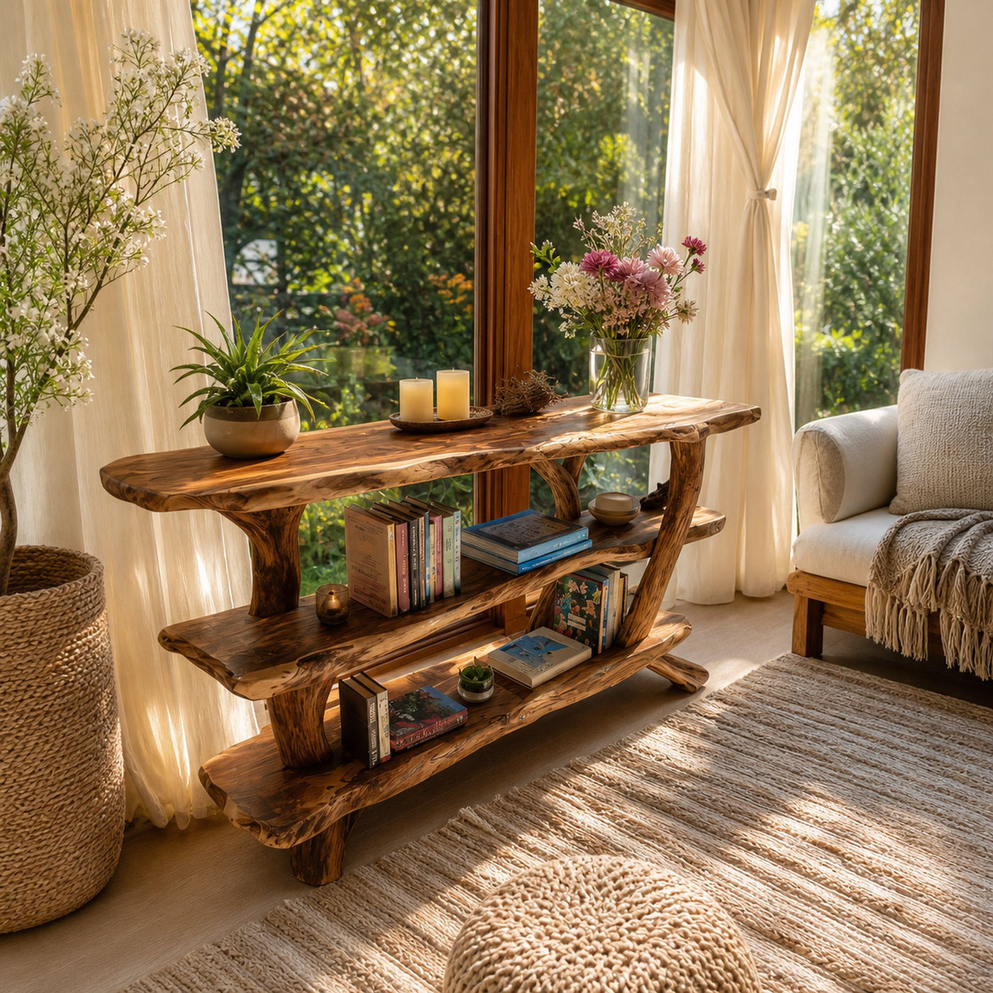Mid Century Wooden Live Edge Console Table For Stylish Furniture Decor - product view 2