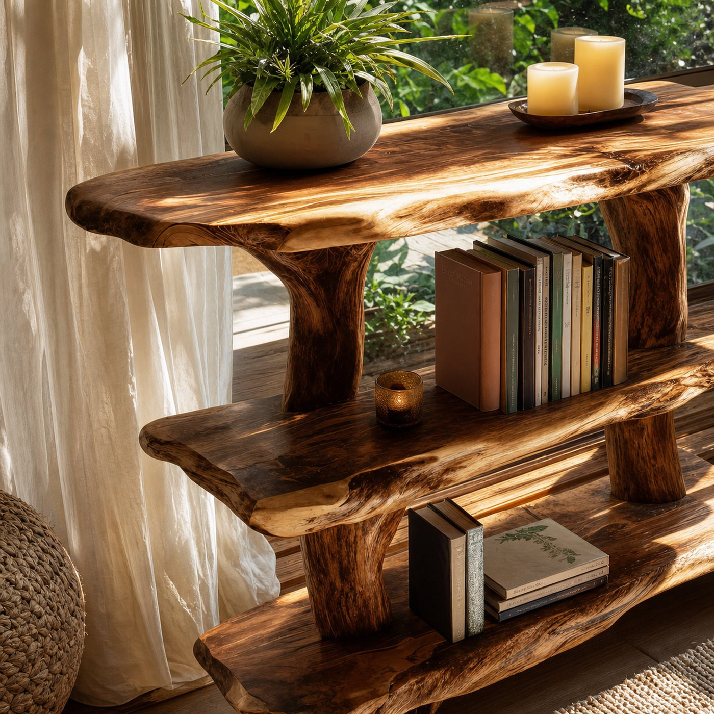 Mid Century Wooden Live Edge Console Table For Stylish Furniture Decor - product view 3