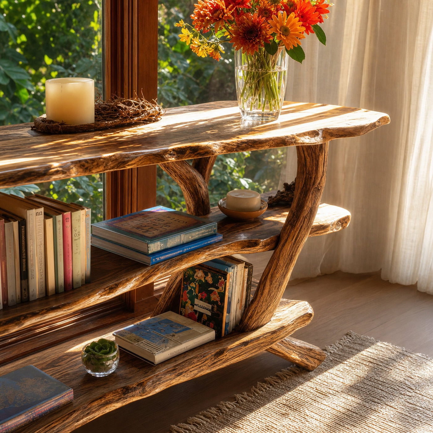 Mid Century Wooden Live Edge Console Table For Stylish Furniture Decor - product view 4