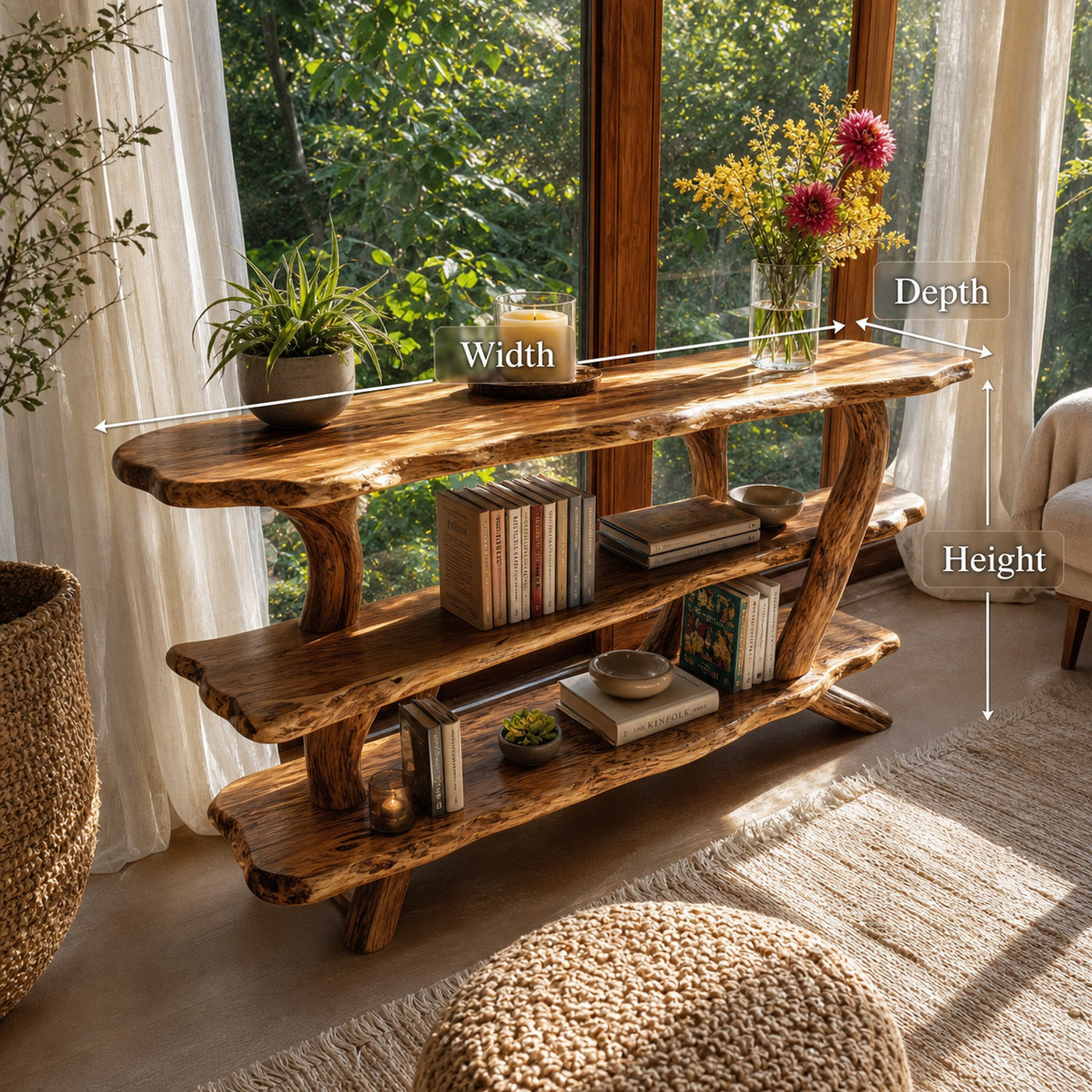 Mid Century Wooden Live Edge Console Table For Stylish Furniture Decor - product view 6
