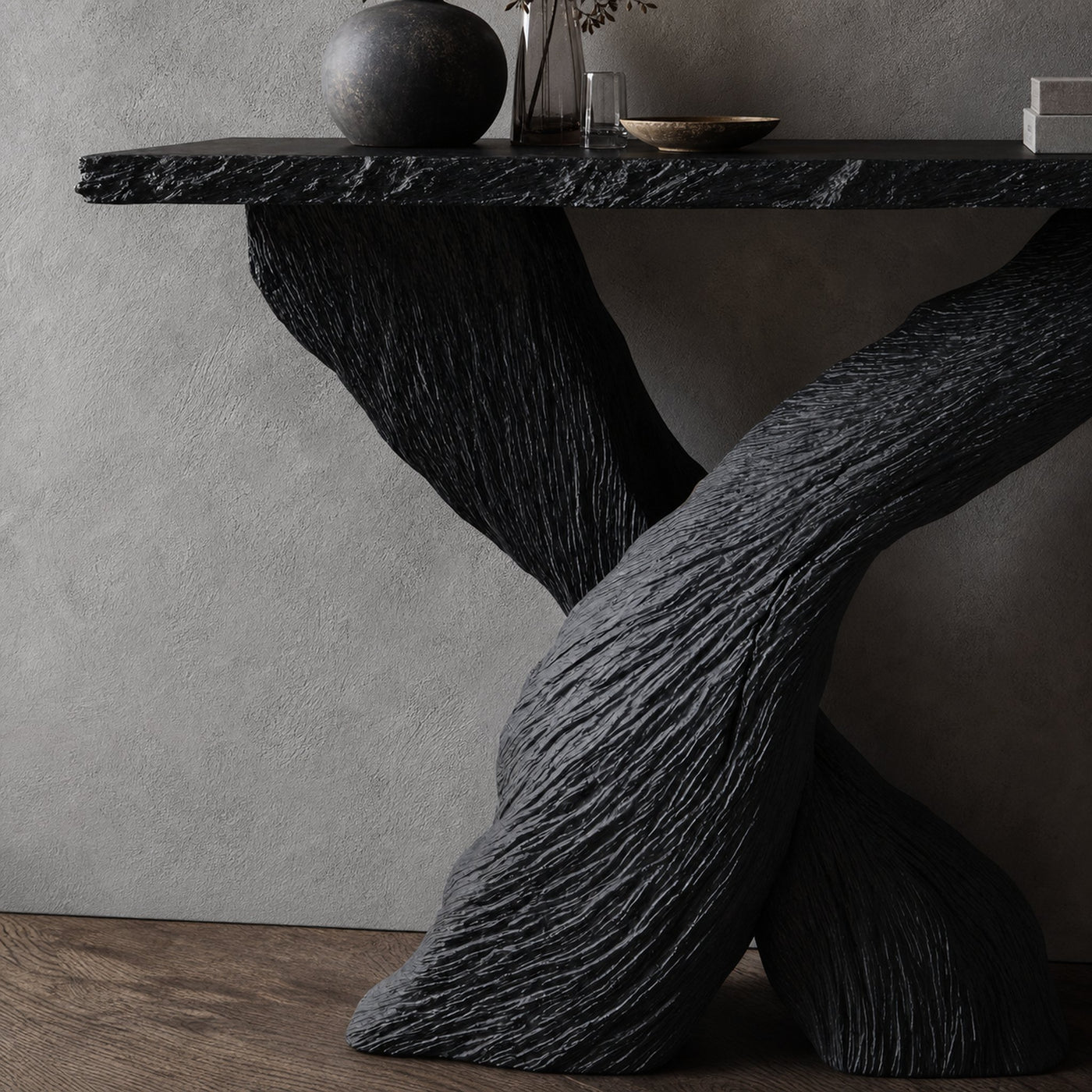 Mid-Century Modern Black Wood Console Table For Hallway - product view 3