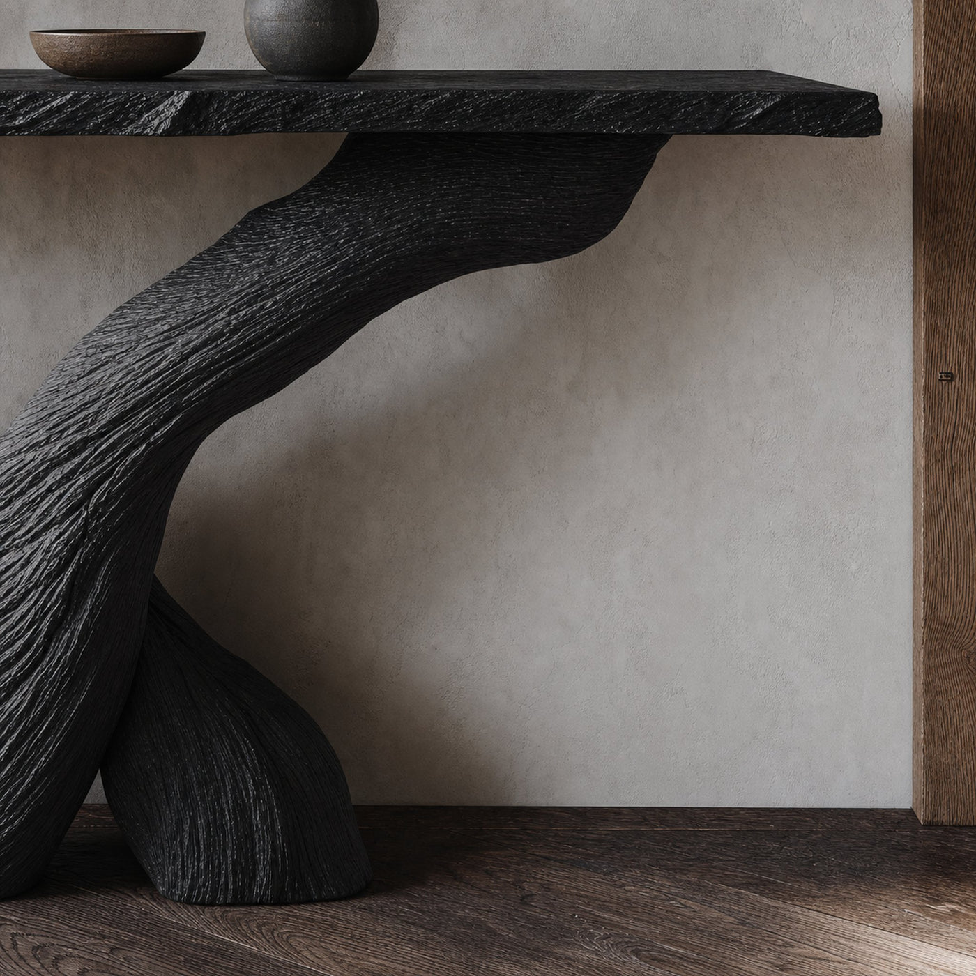 Mid-Century Modern Black Wood Console Table For Hallway - product view 4