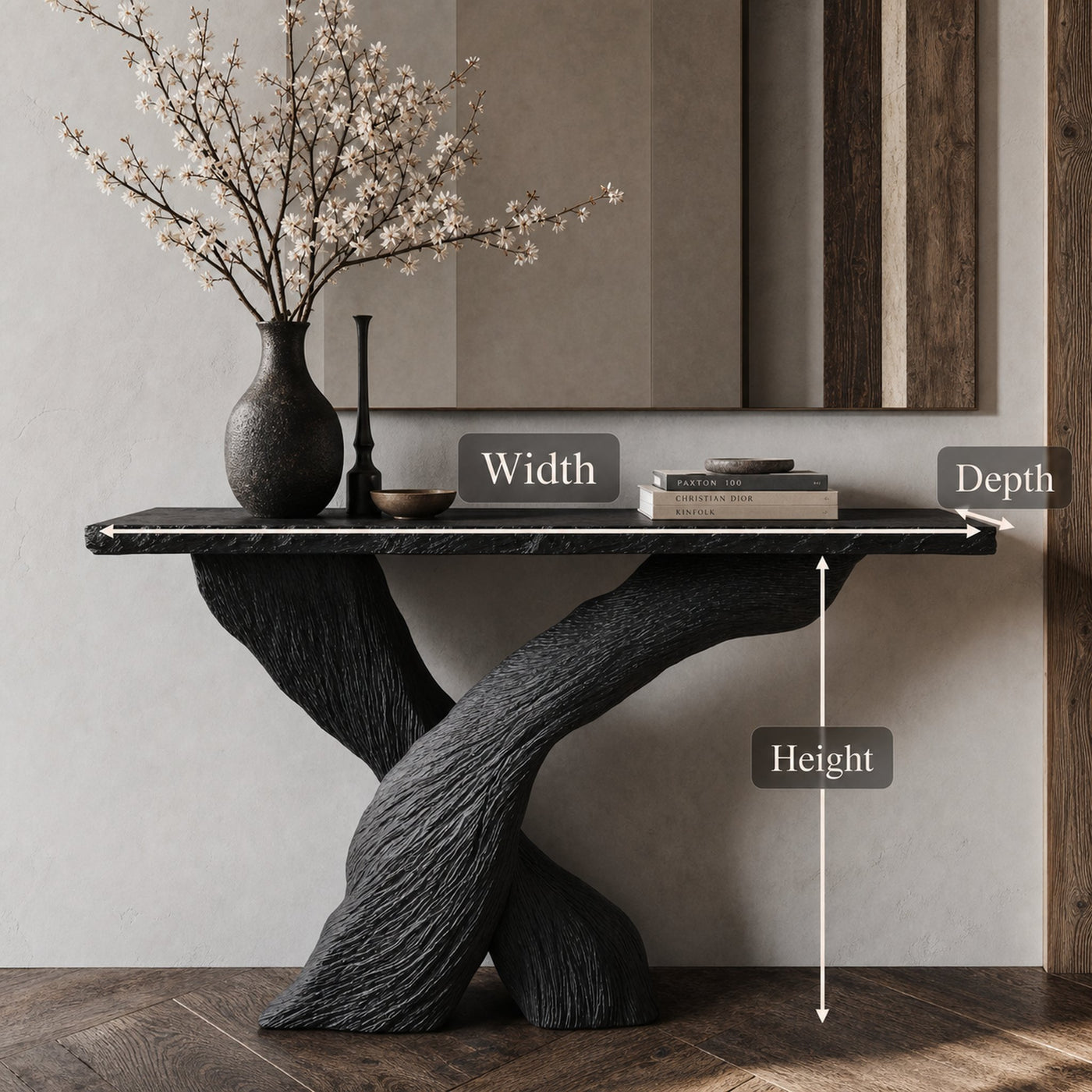 Mid-Century Modern Black Wood Console Table For Hallway - product view 5