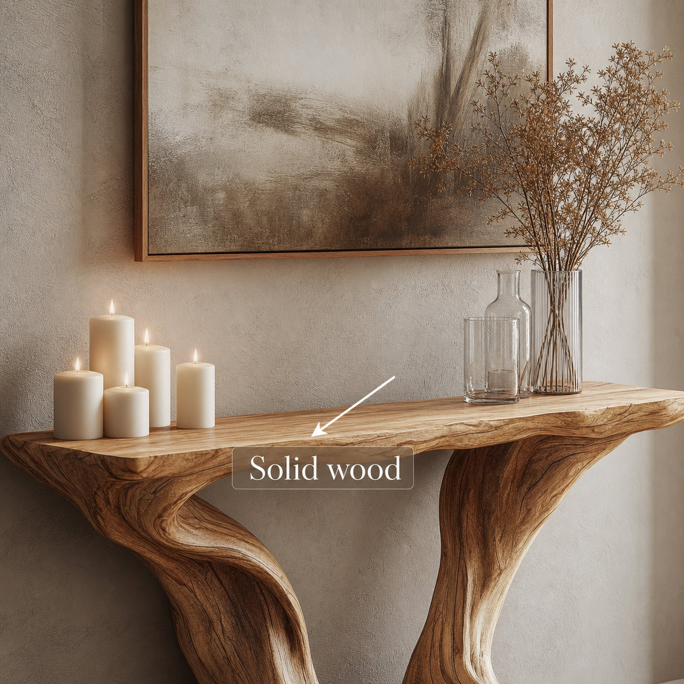 MidCentury Console Table Sculptural Hourglass Base Luxury Foyer - product view 4