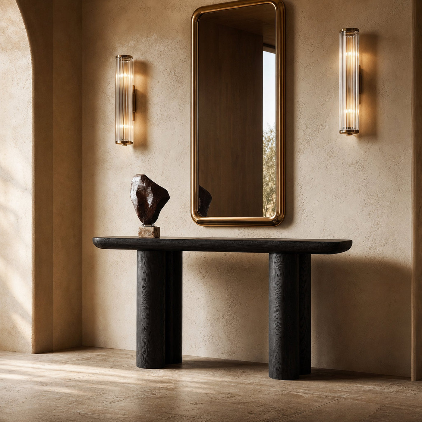 Midcentury Black Console Table Living Room