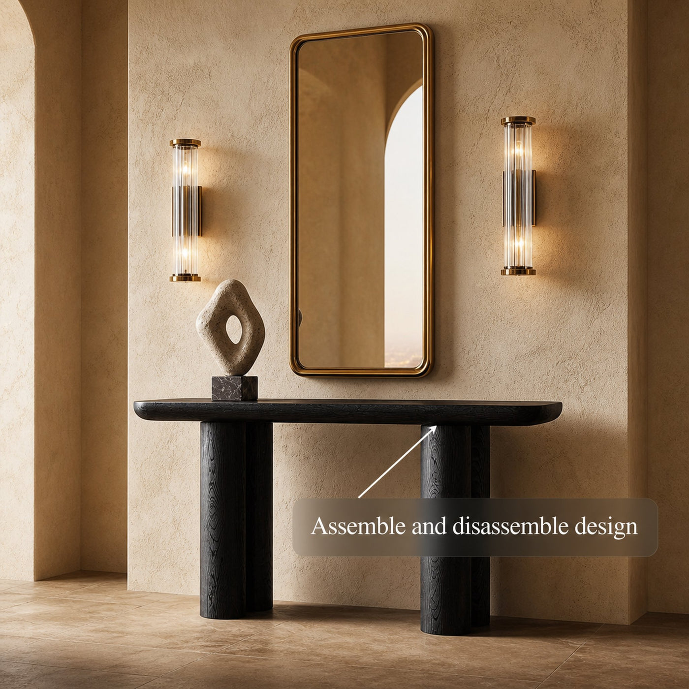 Midcentury Black Console Table Living Room - product view 4