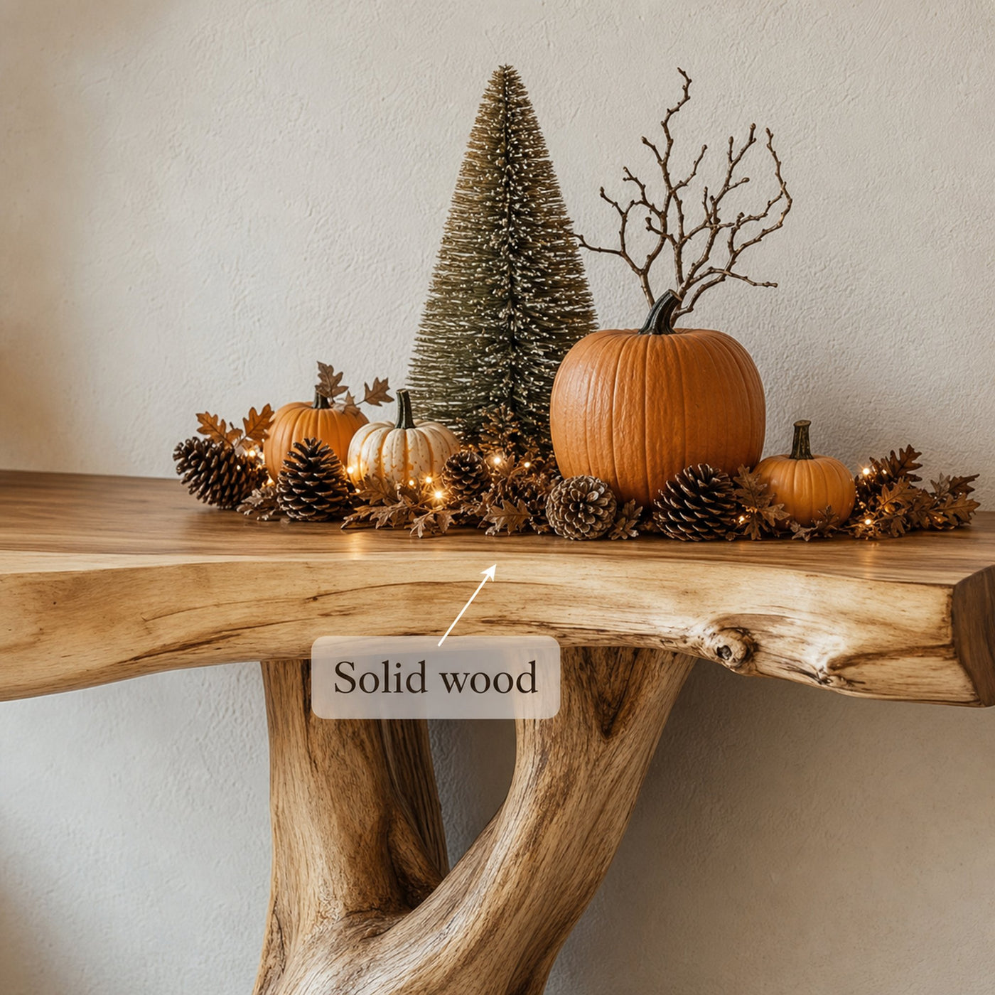 Midcentury Console Table Solid Wood Root Base Entryway - product view 4