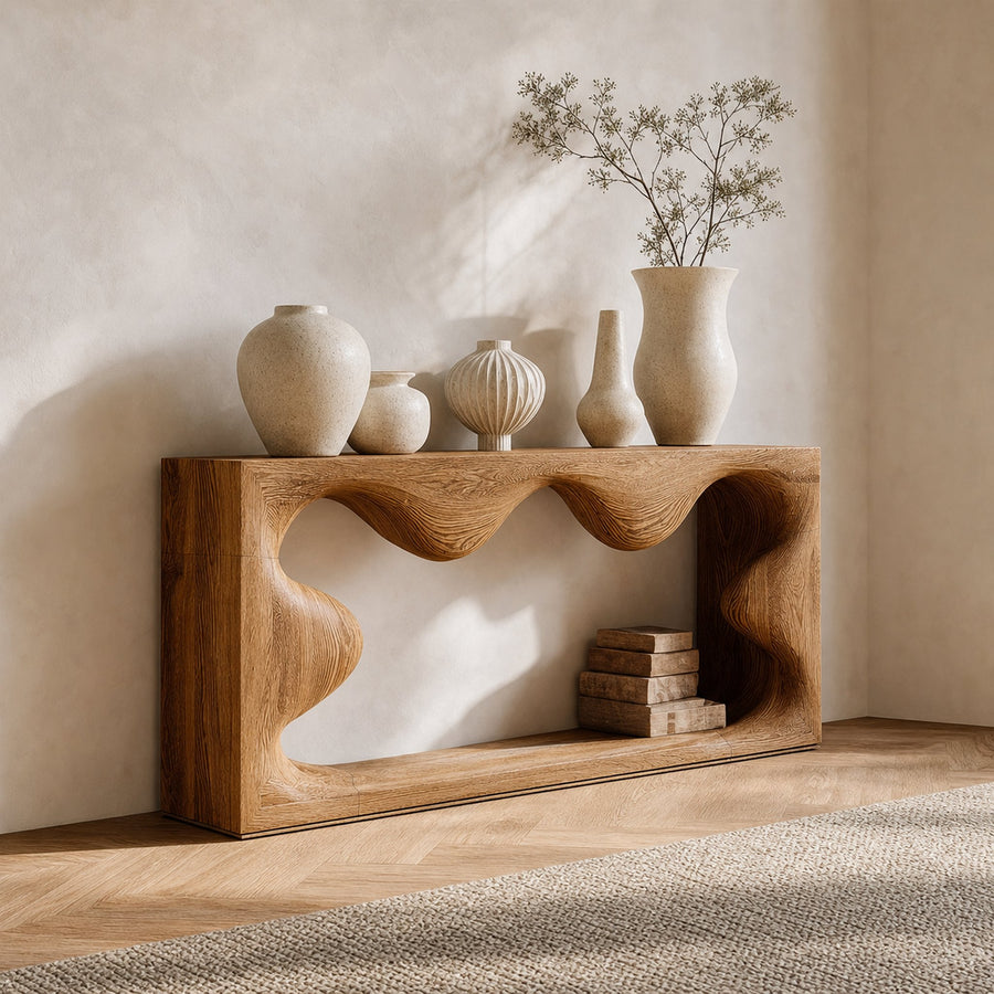 Midcentury Curved Console Table Living Room