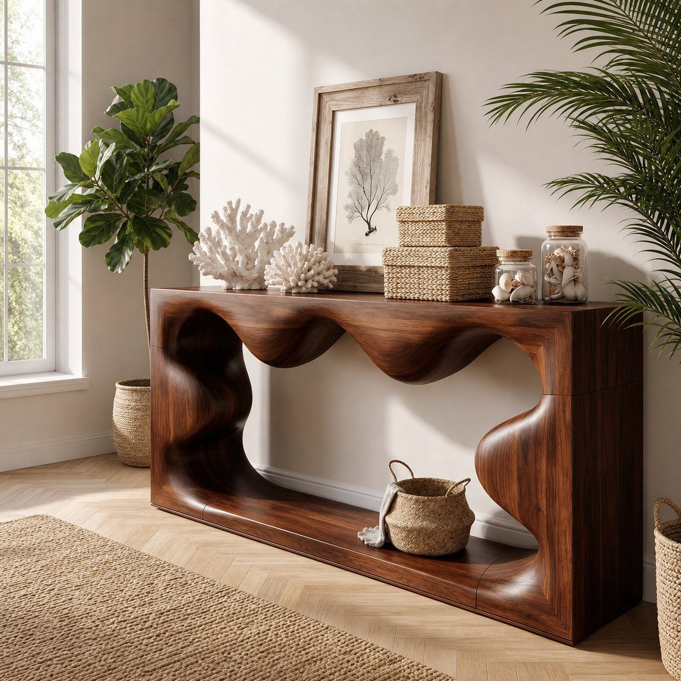 Midcentury Curved Console Table Living Room - product view 7