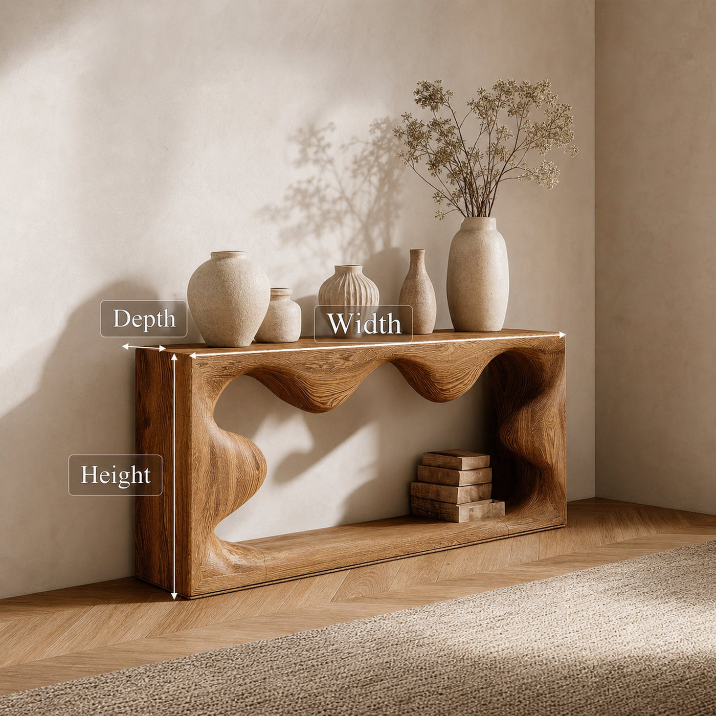 Midcentury Curved Console Table Living Room - product view 8