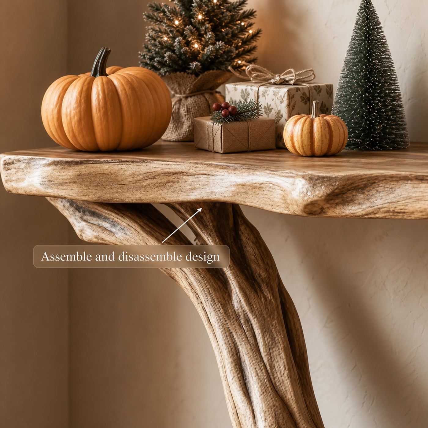 Midcentury Entry Table Organic Carved Legs Cozy Corner - product view 3