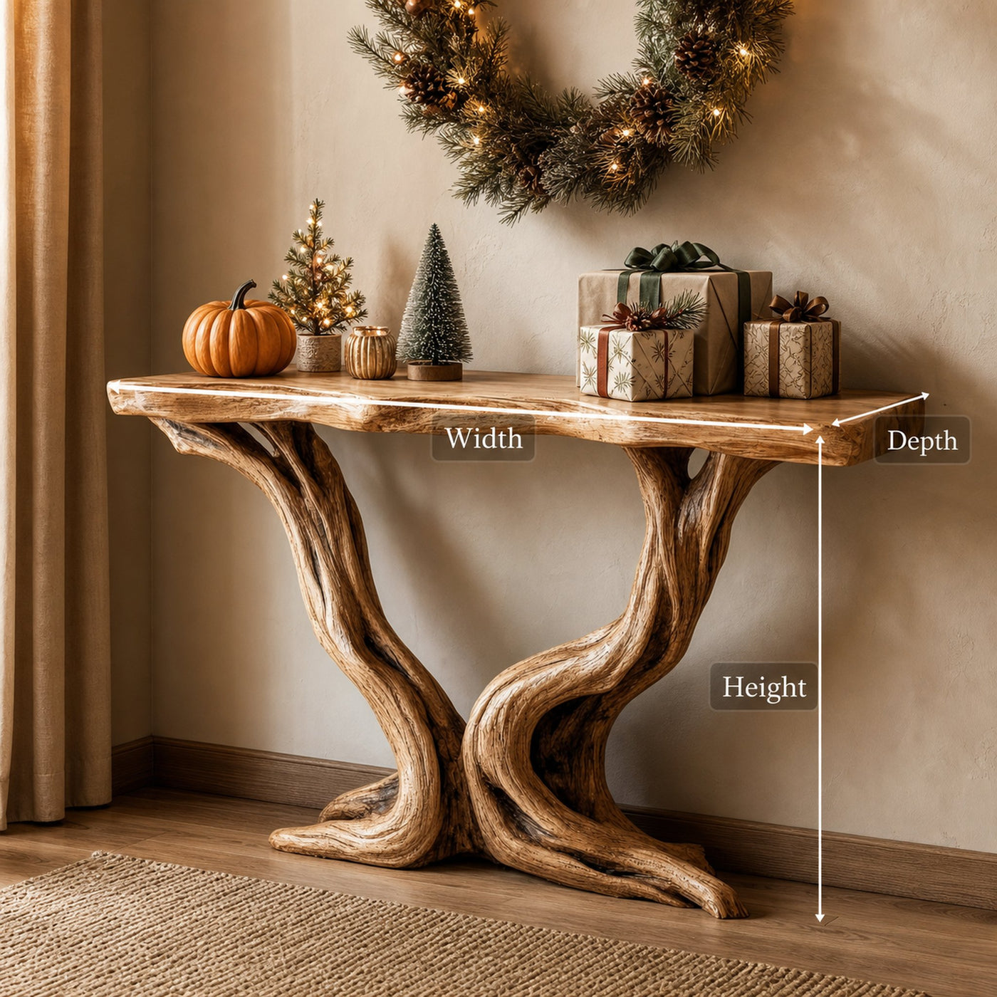 Midcentury Entry Table Organic Carved Legs Cozy Corner - product view 5