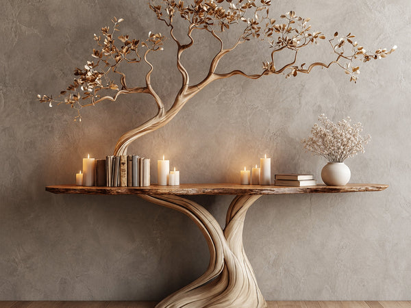 Rootstock Lumen Solid Wood Console Table with Trunk Base