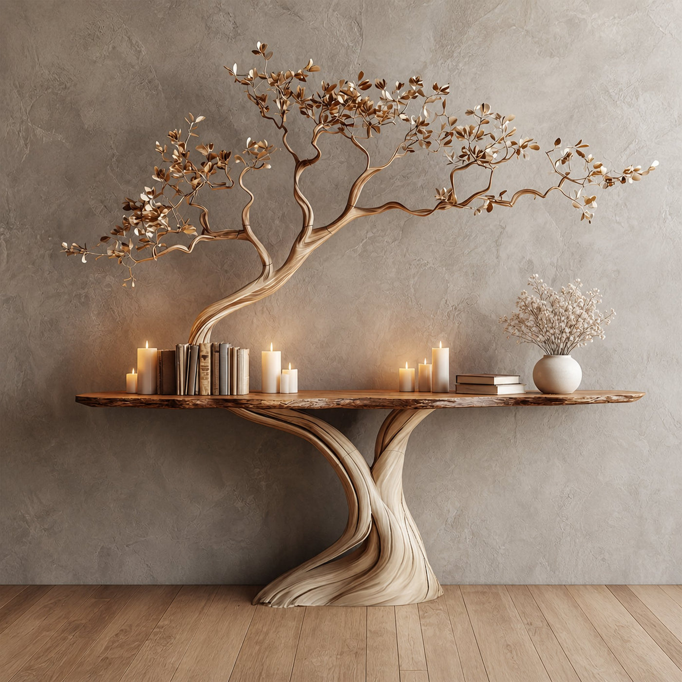 Midcentury Organic Console Table Entryway