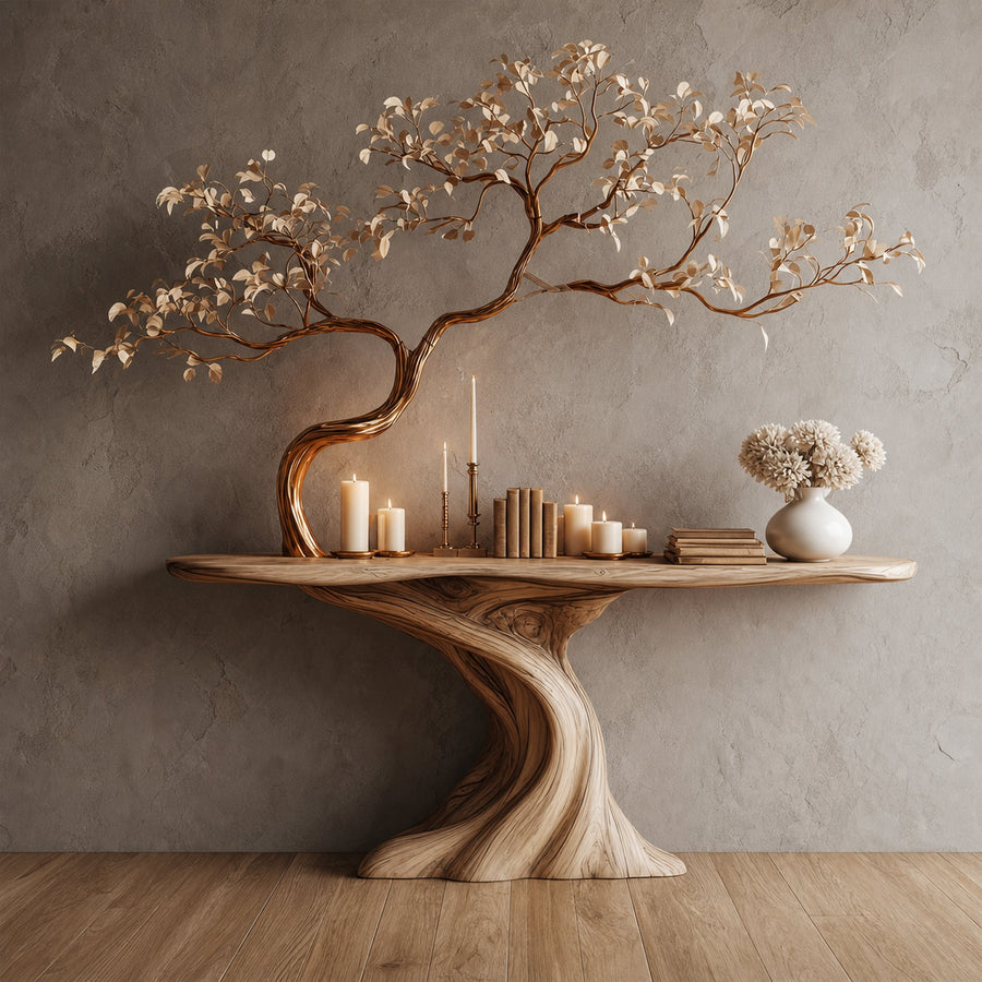 Midcentury Tree Console Table Entryway