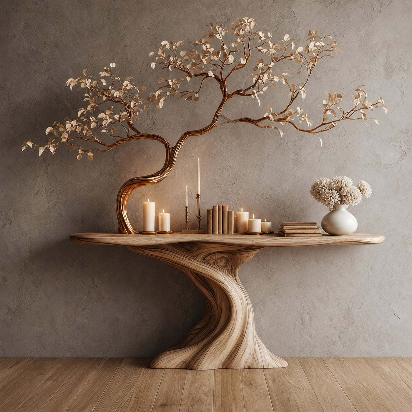 Midcentury Tree Console Table Entryway
