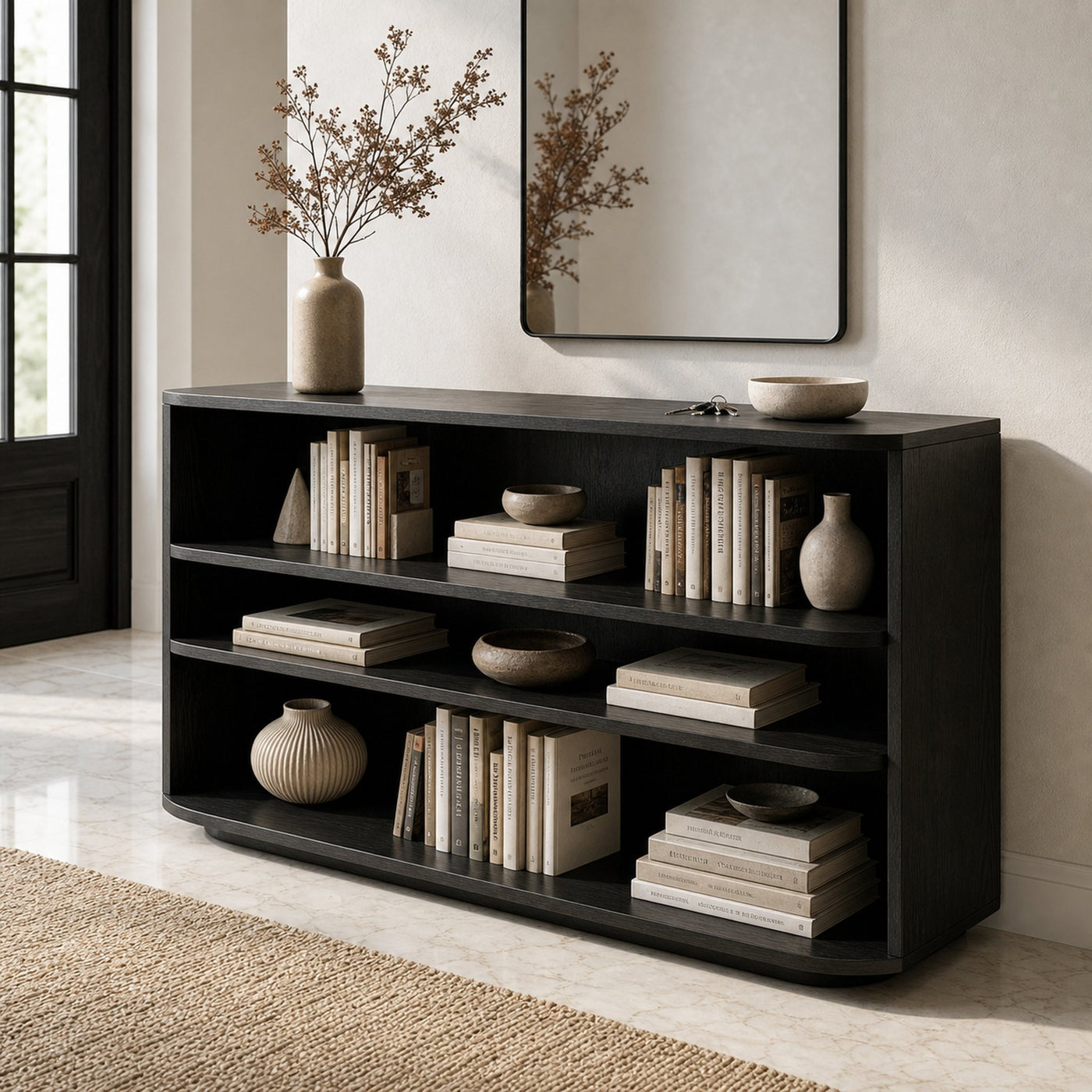 Minimal Natural Wood Console Table For Living Room Storage - product view 4